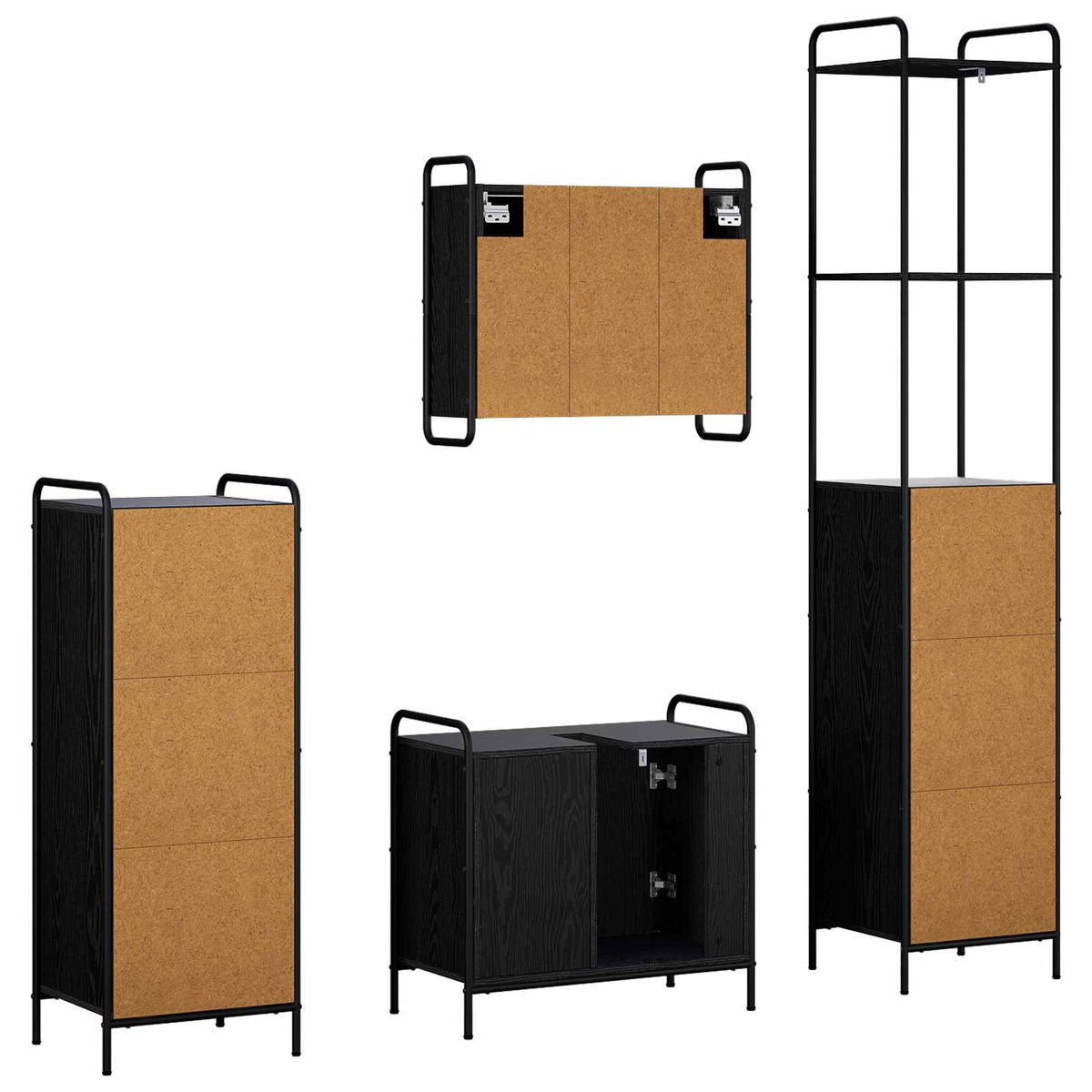 Set ormarića za kupaonicu 4 kom. Crni hrast 40 x 36 x 200,5 cm