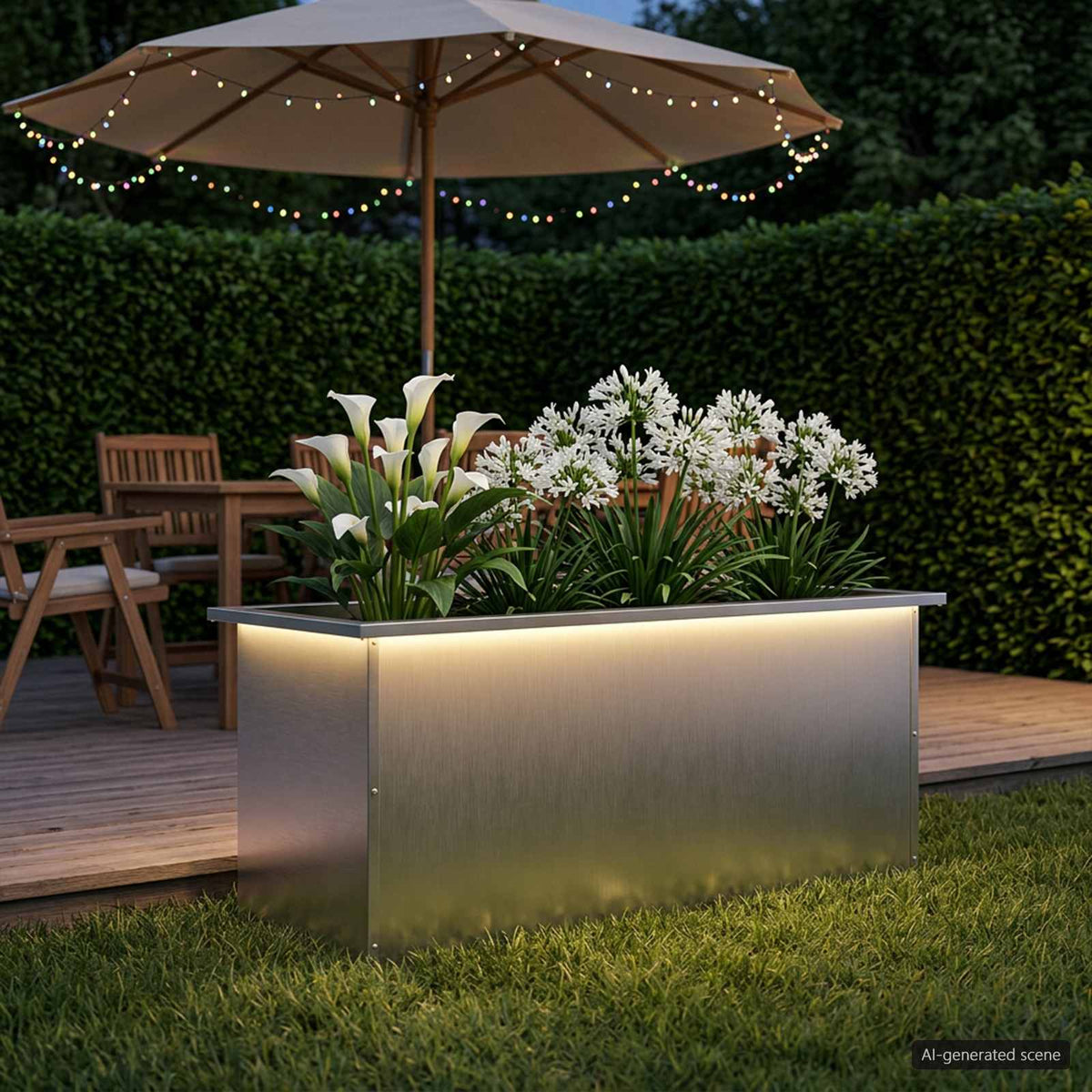 Vrtna posuda za sadnju s LED svjetlom Srebrna 40 x 100 x 40 cm