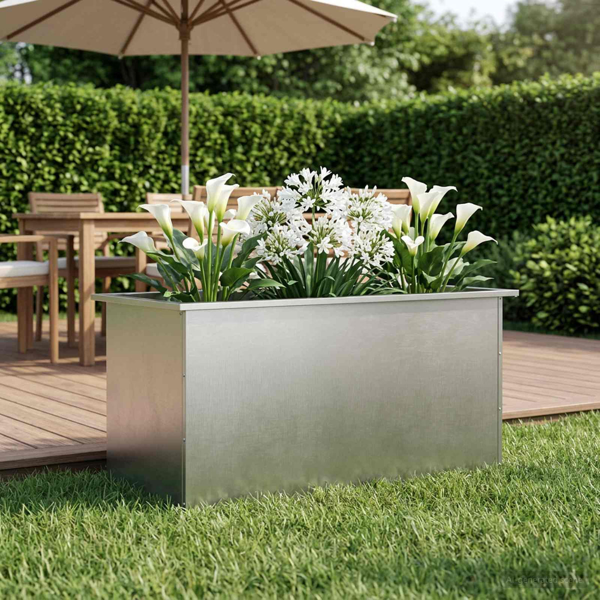 Vrtna posuda za sadnju s LED svjetlom Srebrna 50 x 100 x 48 cm