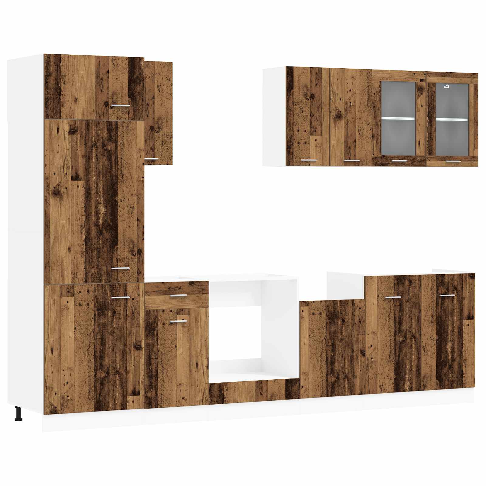 Kuhinjska jedinica Lyon 8 pcs Staro drvo Konstruirano drvo