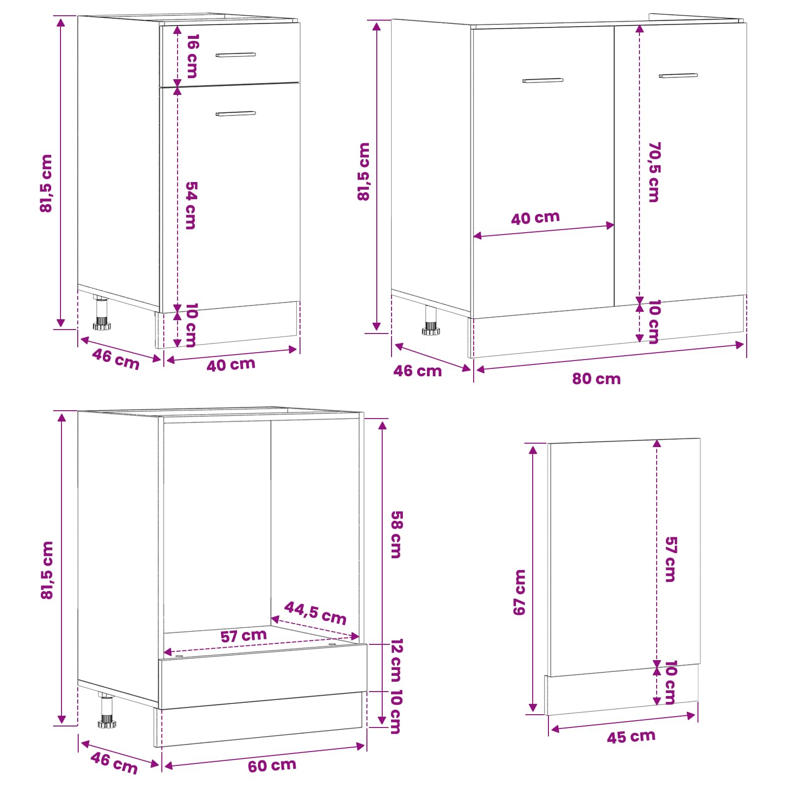 Kuhinjska jedinica Lyon 8 pcs Crni hrast Konstruirano drvo