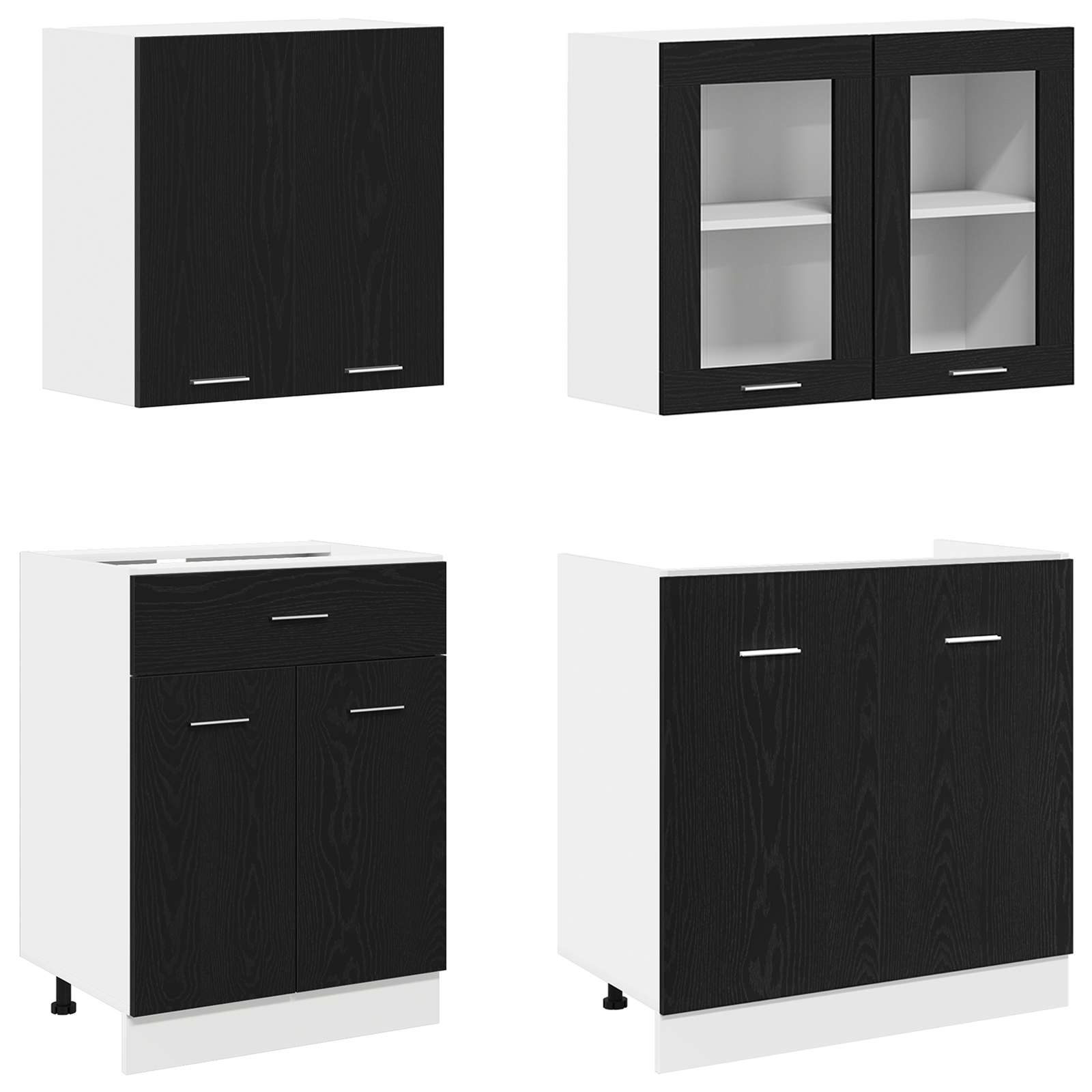 Kuhinjska jedinica LYON 4 pcs Crni hrast Konstruirano drvo