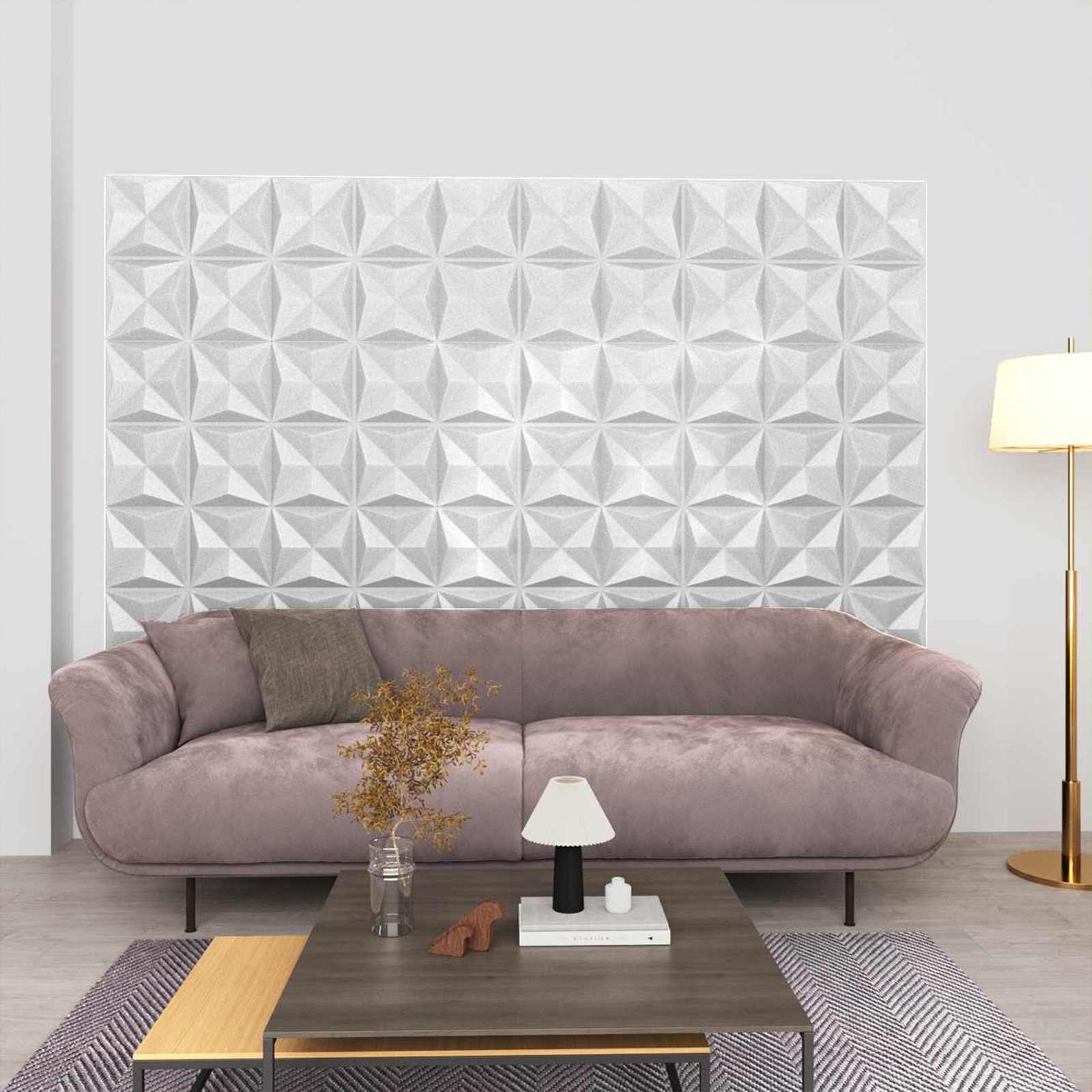 Zidne panele 24 pcs Origami bijela 50 x 50 cm XPS pjena