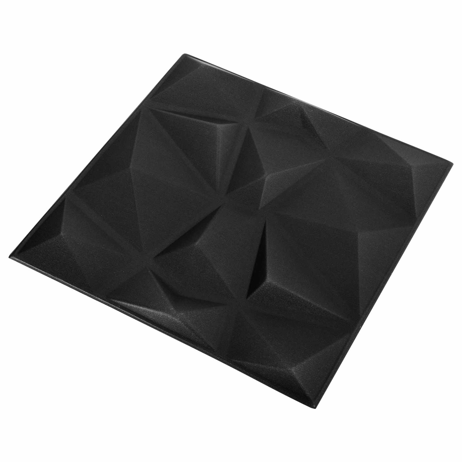 Zidne panele 48 pcs Dijamant crna 50 x 50 cm XPS pjena