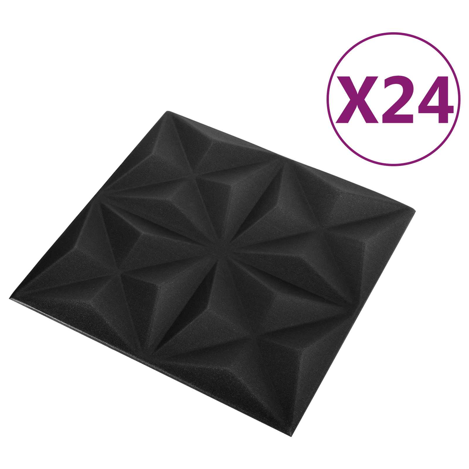 Zidne panele 24 pcs Origami crna 50 x 50 cm XPS pjena