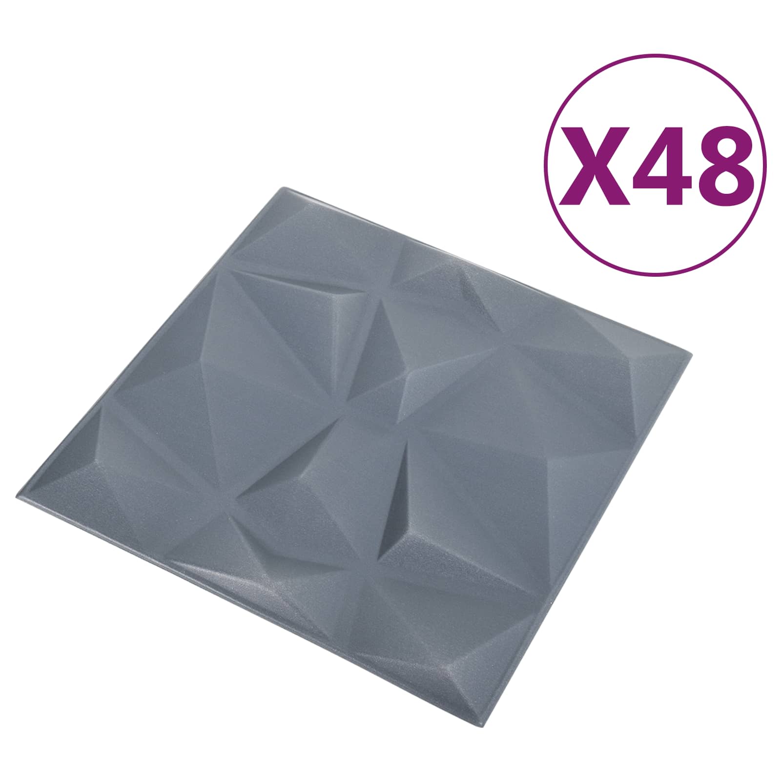 Zidne panele 48 pcs Dijamant siva 50 x 50 cm XPS pjena
