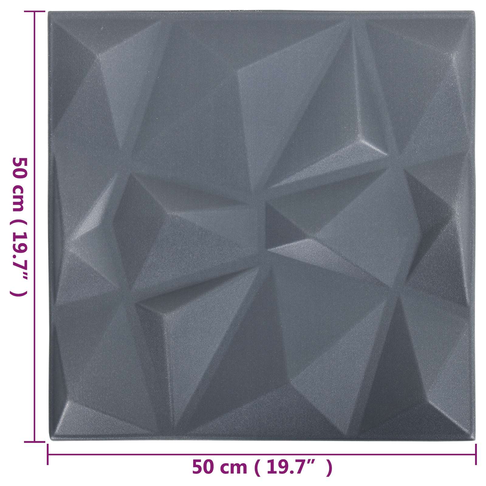 Zidne panele 12 pcs Origami siva 50 x 50 cm XPS pjena