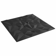 Zidne panele 48 pcs Crna 50 x 50 cm XPS pjena