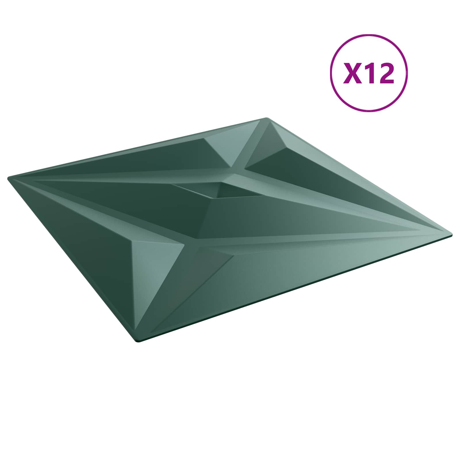 Zidne panele 12 pcs Zvijezda zelena 50 x 50 cm XPS pjena