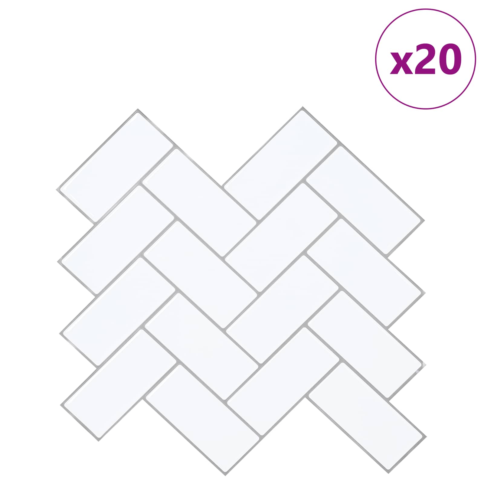 Pločica riblja kost 20 pcs Bijela siva 30 x 30 cm