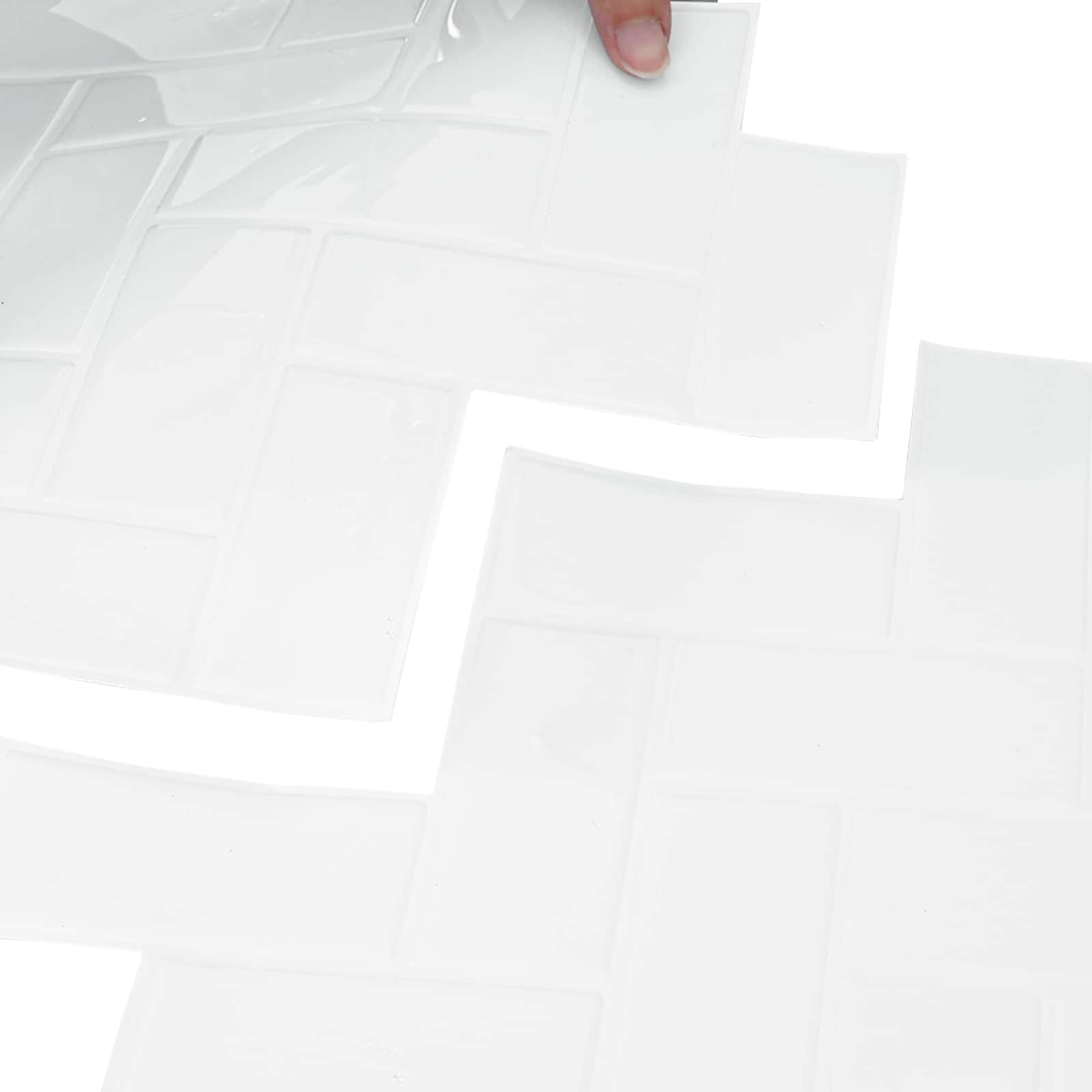 Pločica riblja kost 10 pcs Bijela 30 x 30 cm Poliuretan i PET