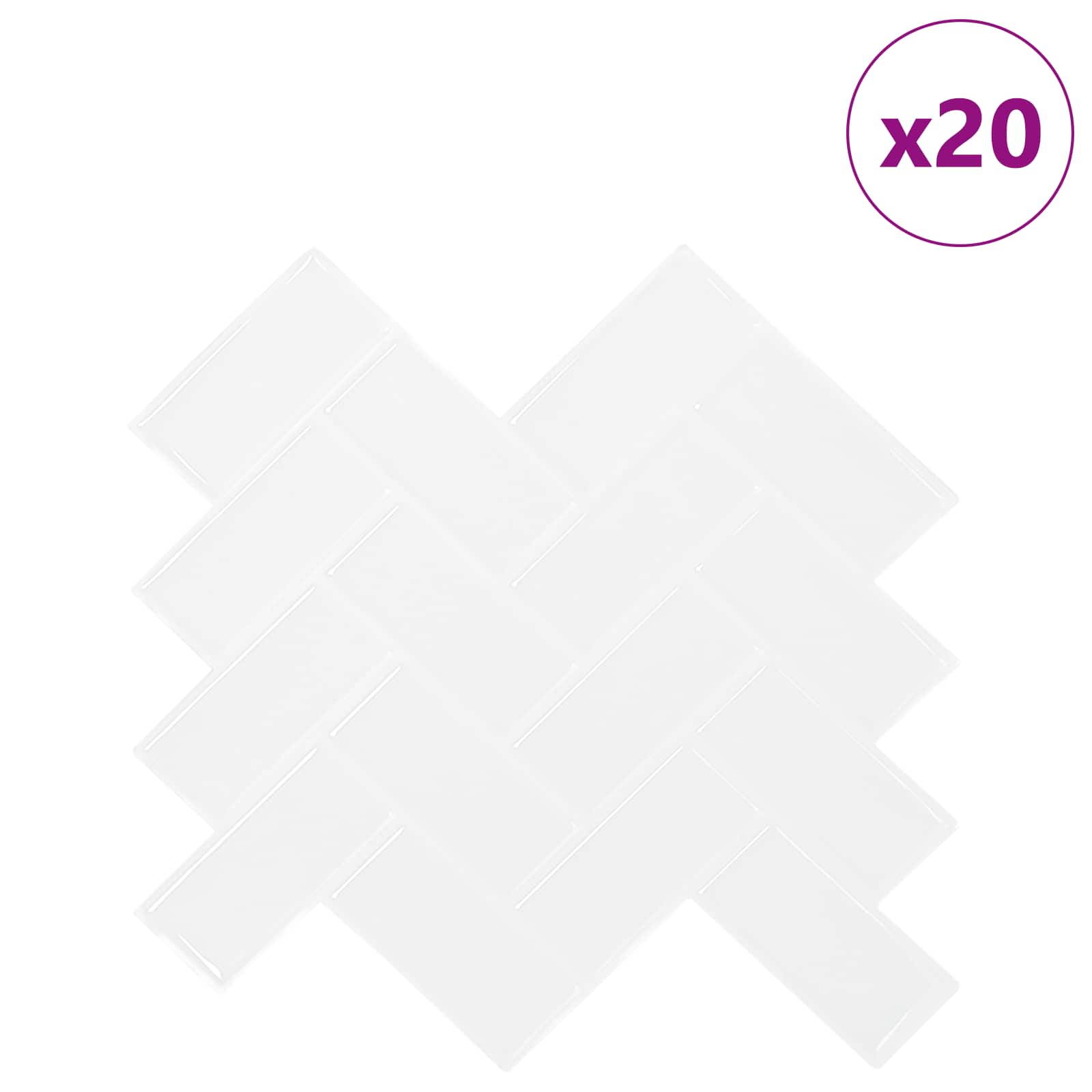 Pločica riblja kost 20 pcs Bijela 30 x 30 cm Poliuretan i PET
