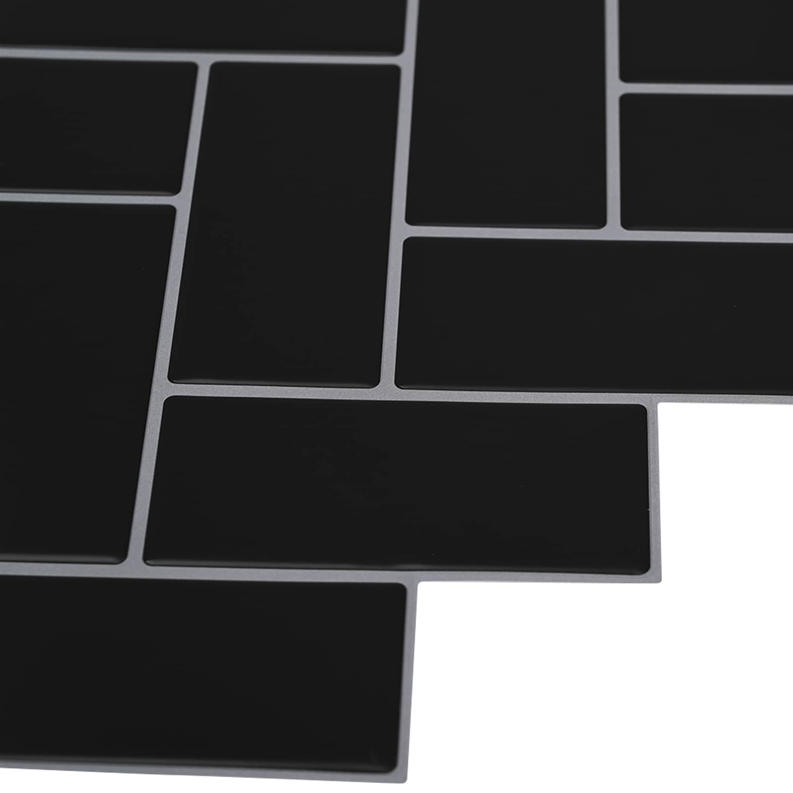 Pločica riblja kost 10 kom. Crna 30 x 30 cm Poliuretan i PET