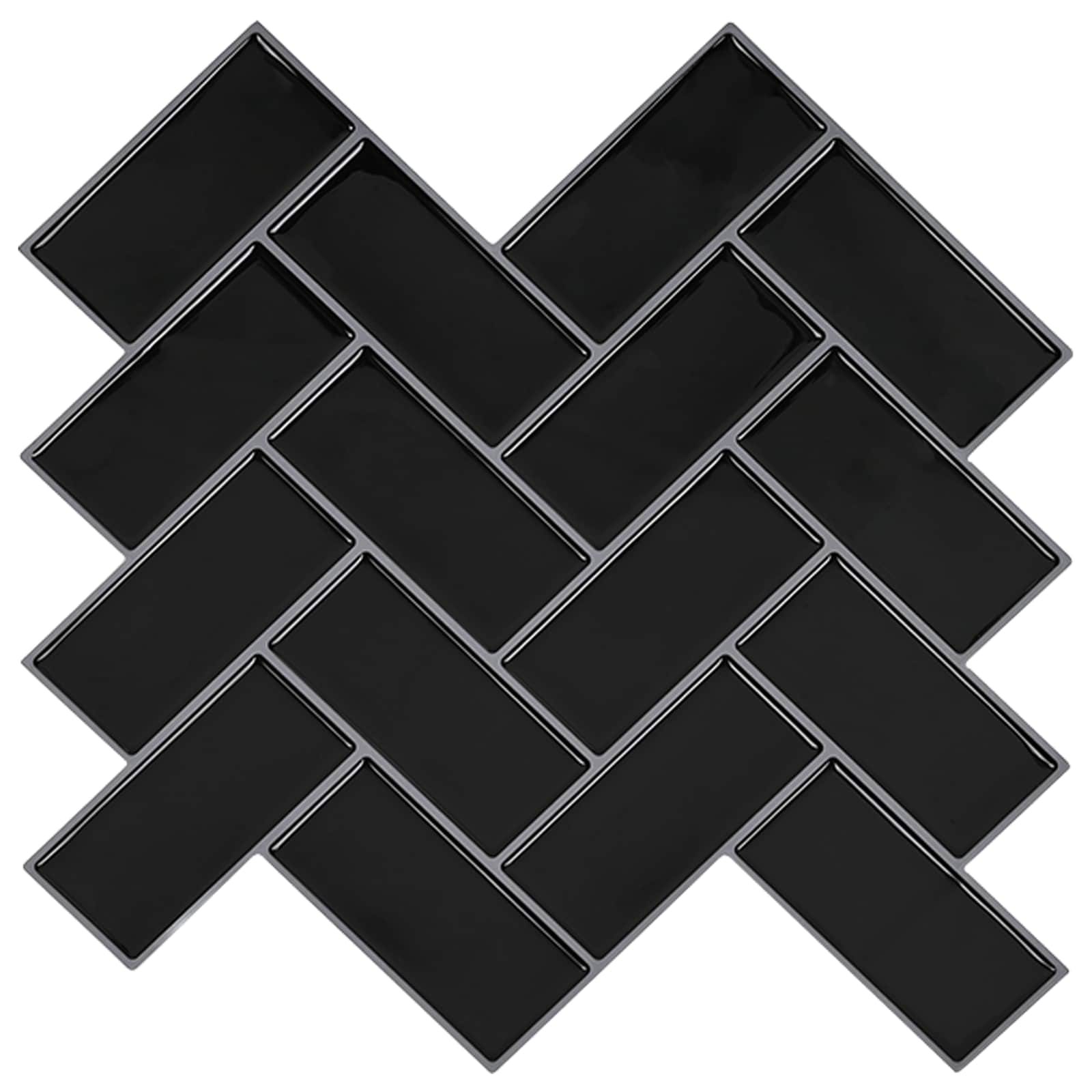 Pločica riblja kost 10 kom. Crna 30 x 30 cm Poliuretan i PET