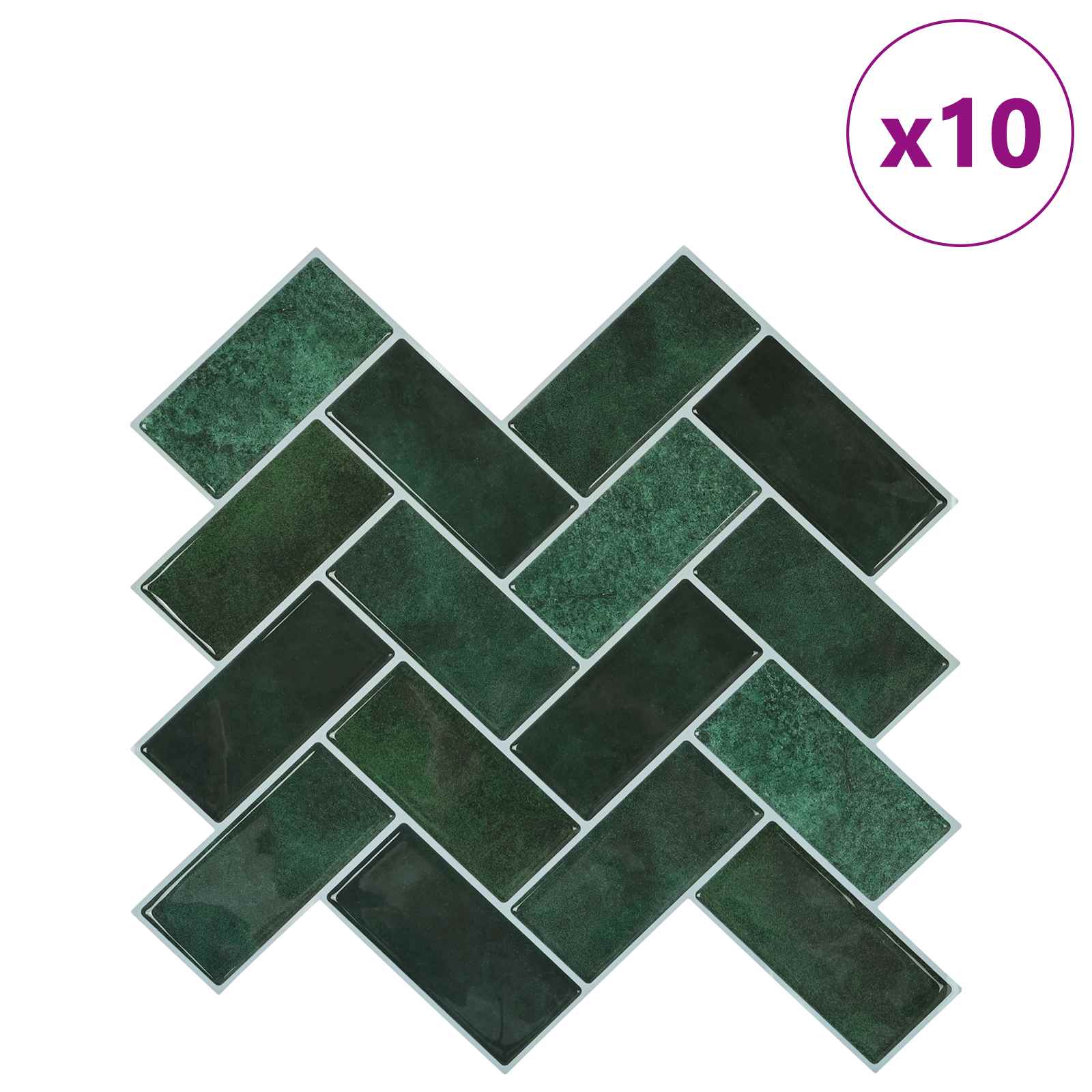 Pločica riblja kost 10 pcs Tamnozelena 30 x 30 cm