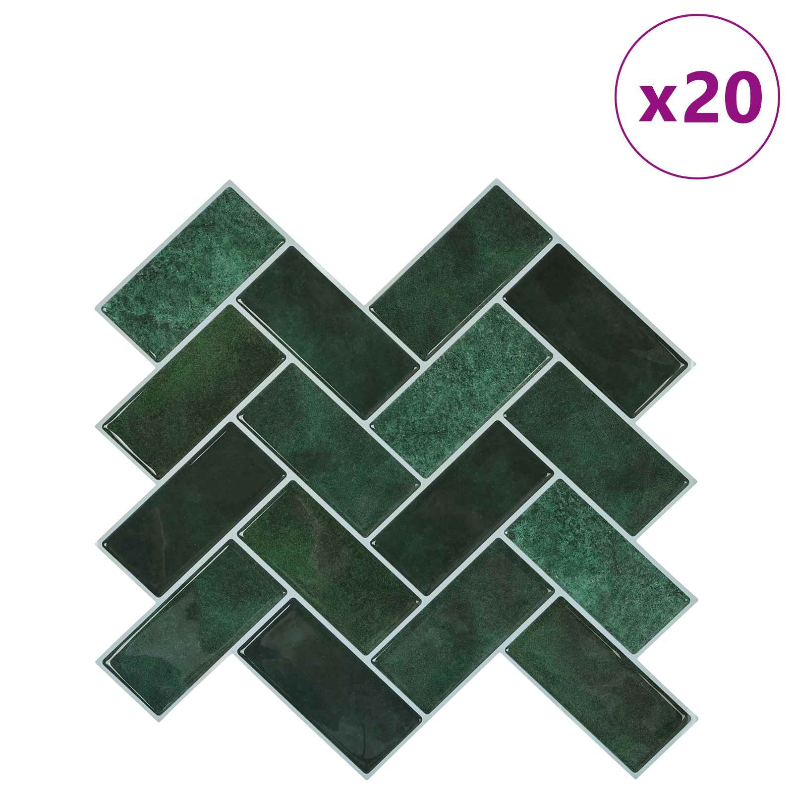 Pločica riblja kost 20 pcs Tamnozelena 30 x 30 cm