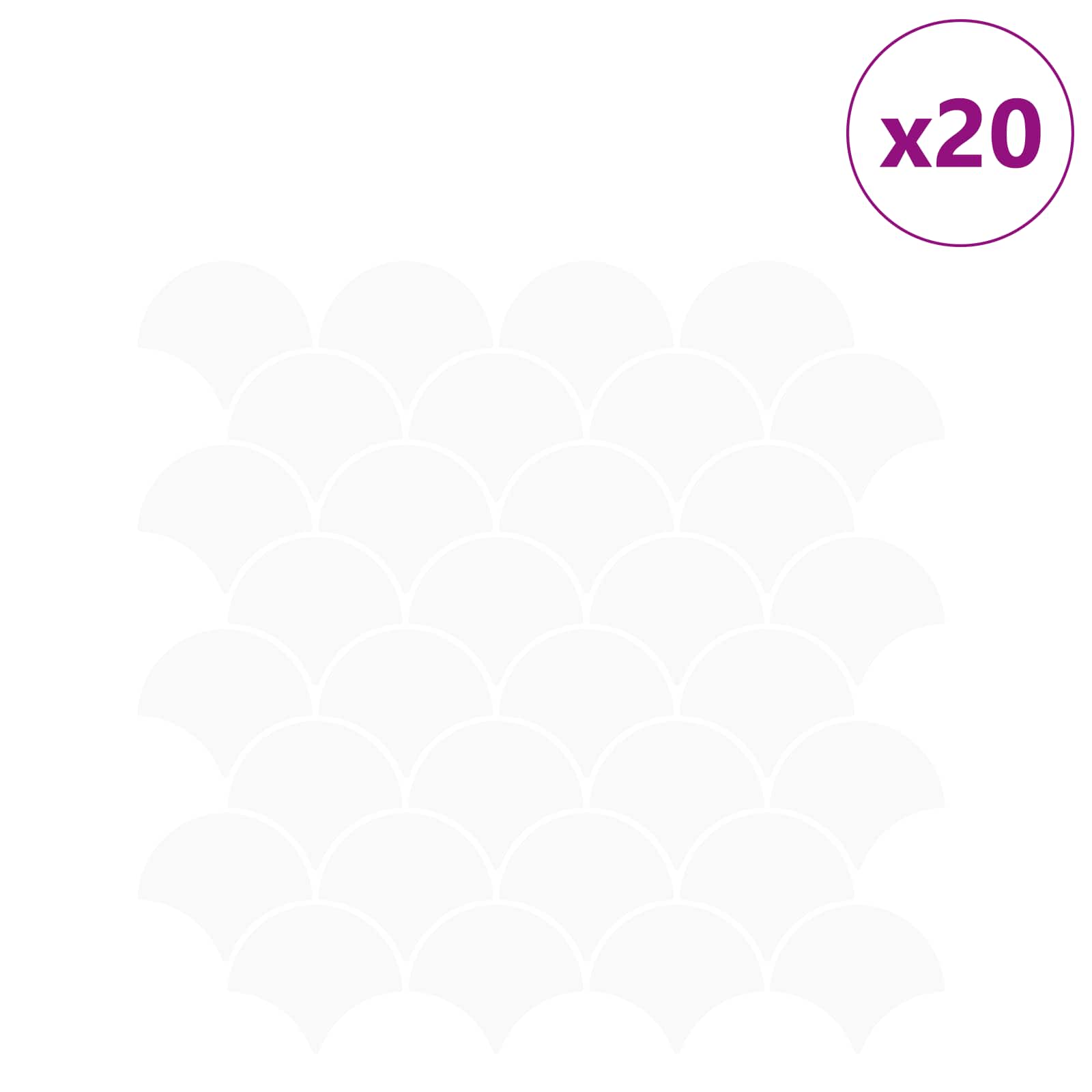 Pločica riblje ljuske 20 pcs Bijela 30 x 30 cm Poliuretan i PET