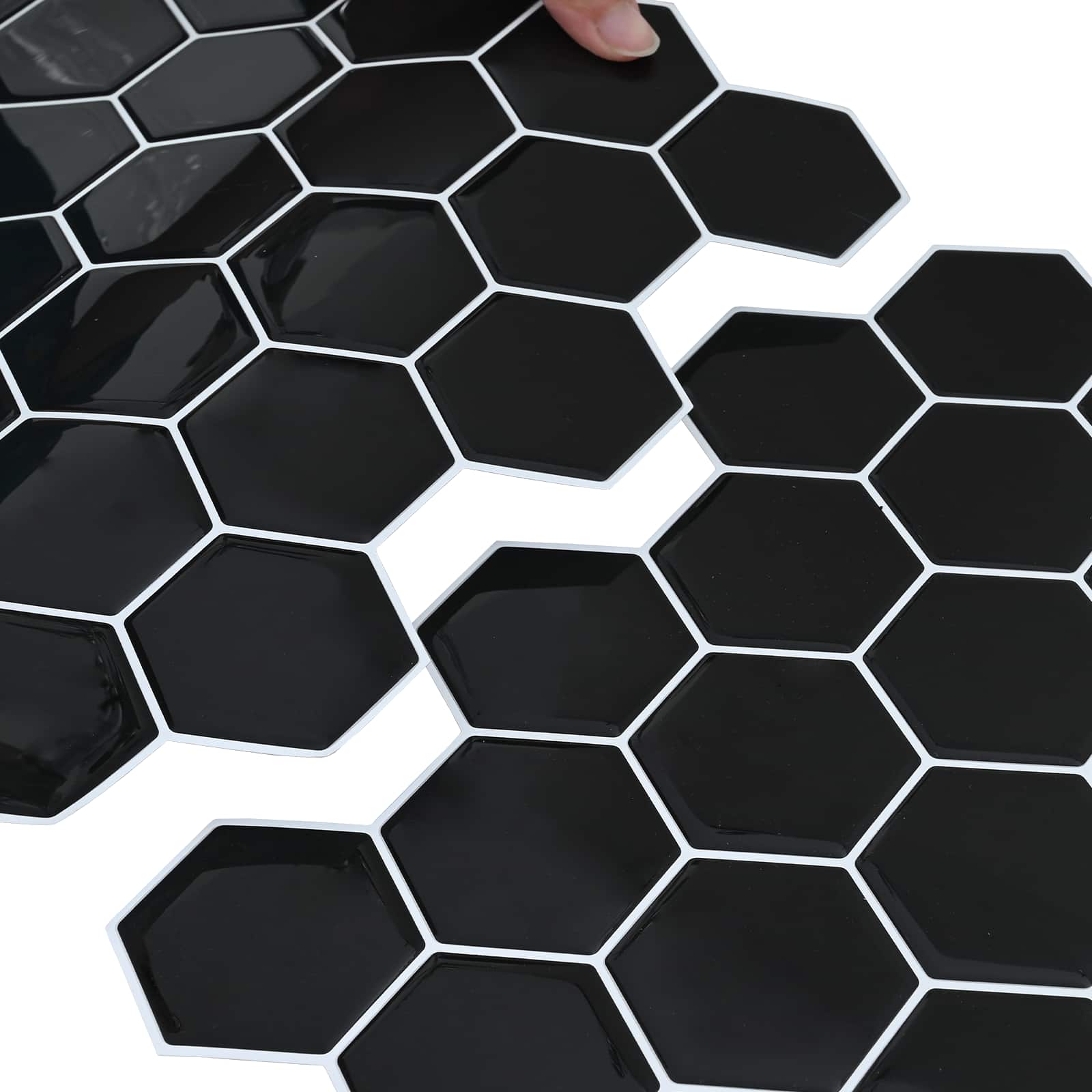 Heksagonska pločica 50 pcs Crna 30 x 30 cm Poliuretan i PET