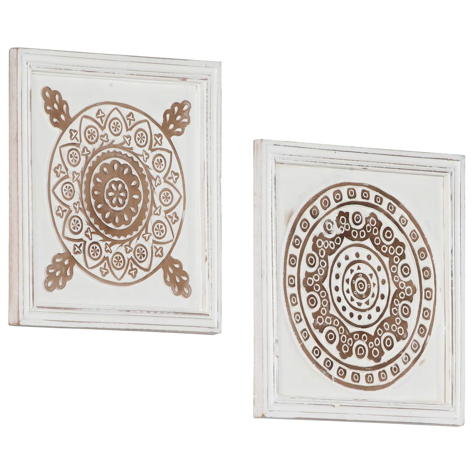 Umjetnički dekor 2 pcs Smeđa i bijela 40 x 40 x 1,5 cm