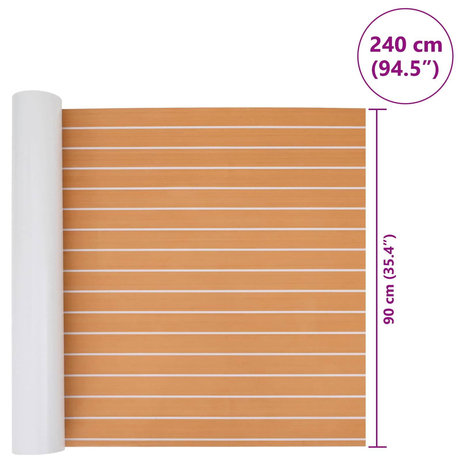 Prostirka za čamce Prugasti Smeđa i bijela 240 x 90 cm EVA