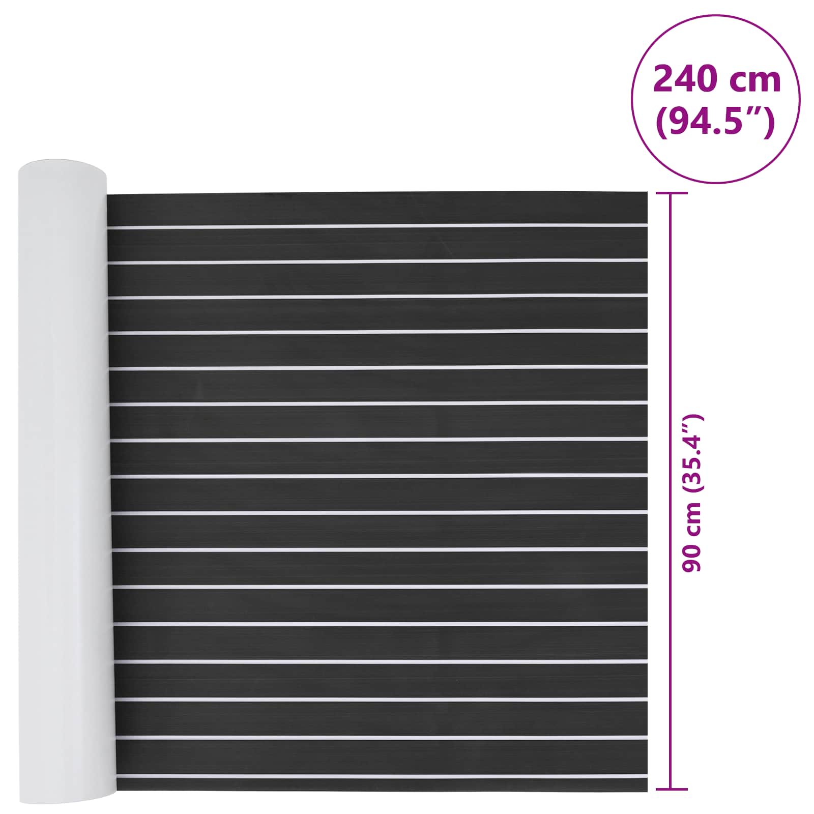 Prostirka za čamce Prugasti Tamno siva i bijela 240 x 90 cm EVA