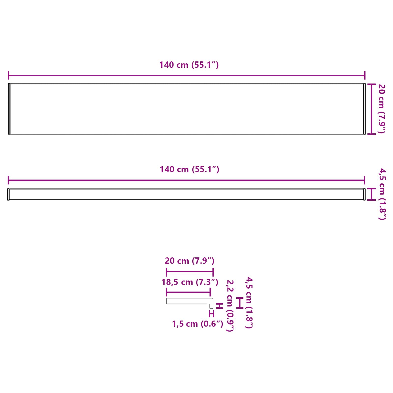 Prozorska klupčica Bijela 140 x 20 x 4,5 cm PVC