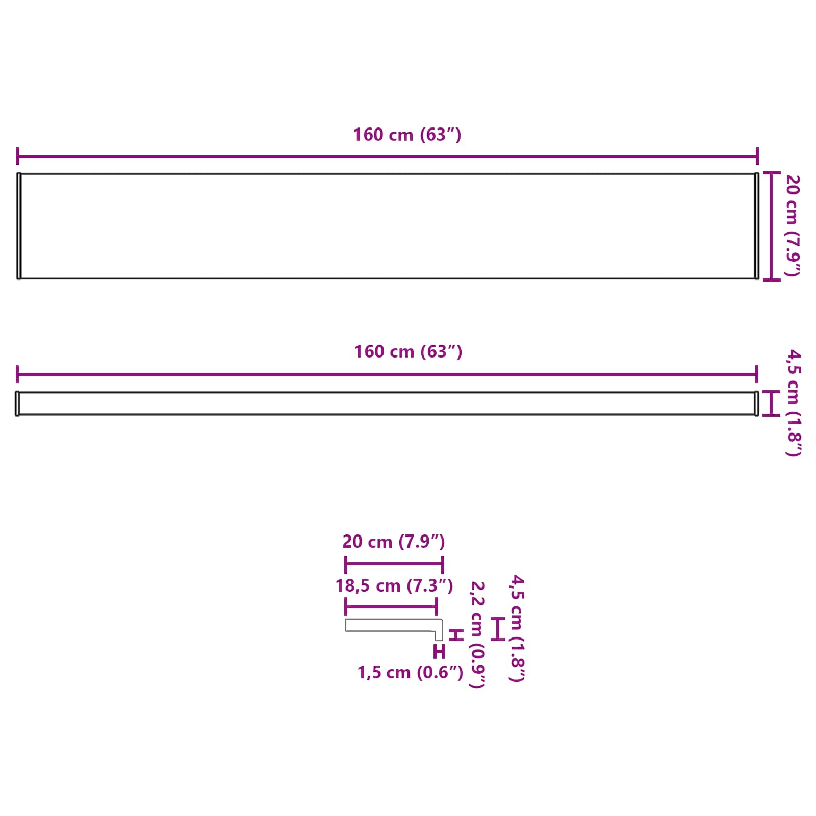 Prozorska klupčica Bijela 160 x 20 x 4,5 cm PVC