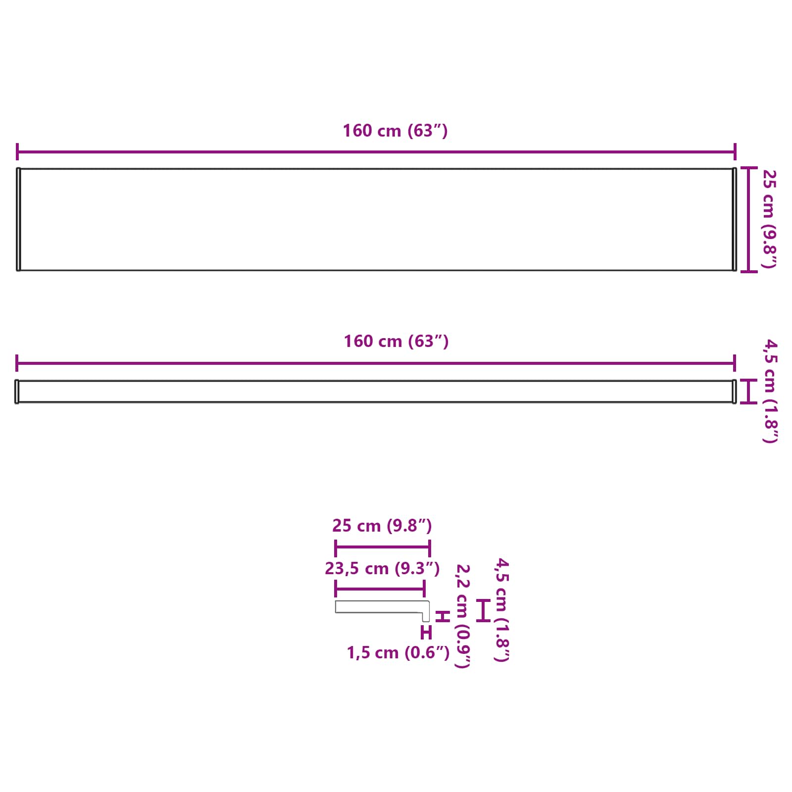 Prozorska klupčica Bijela 160 x 25 x 4,5 cm PVC