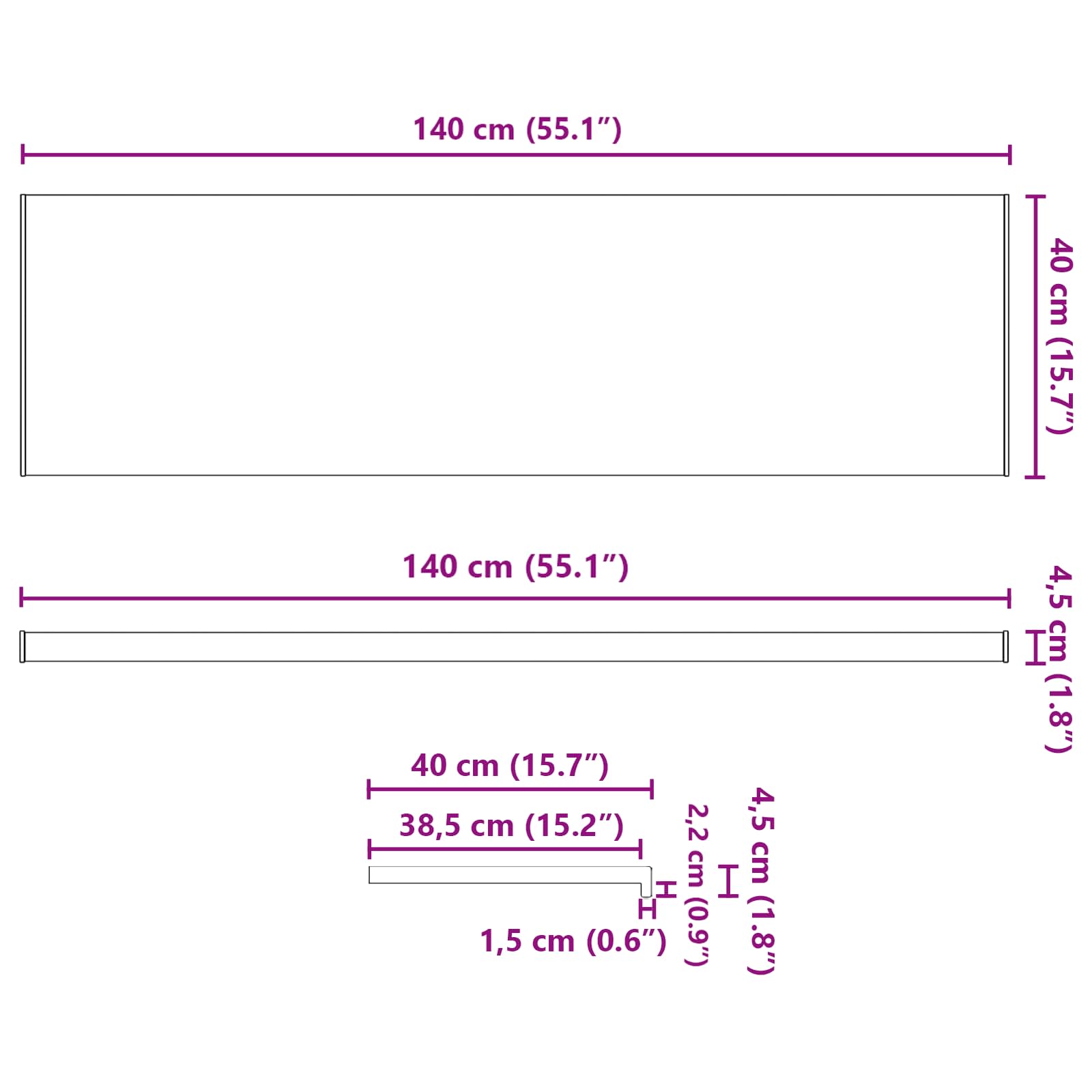 Prozorska klupčica Bijela 140 x 40 x 4,5 cm PVC