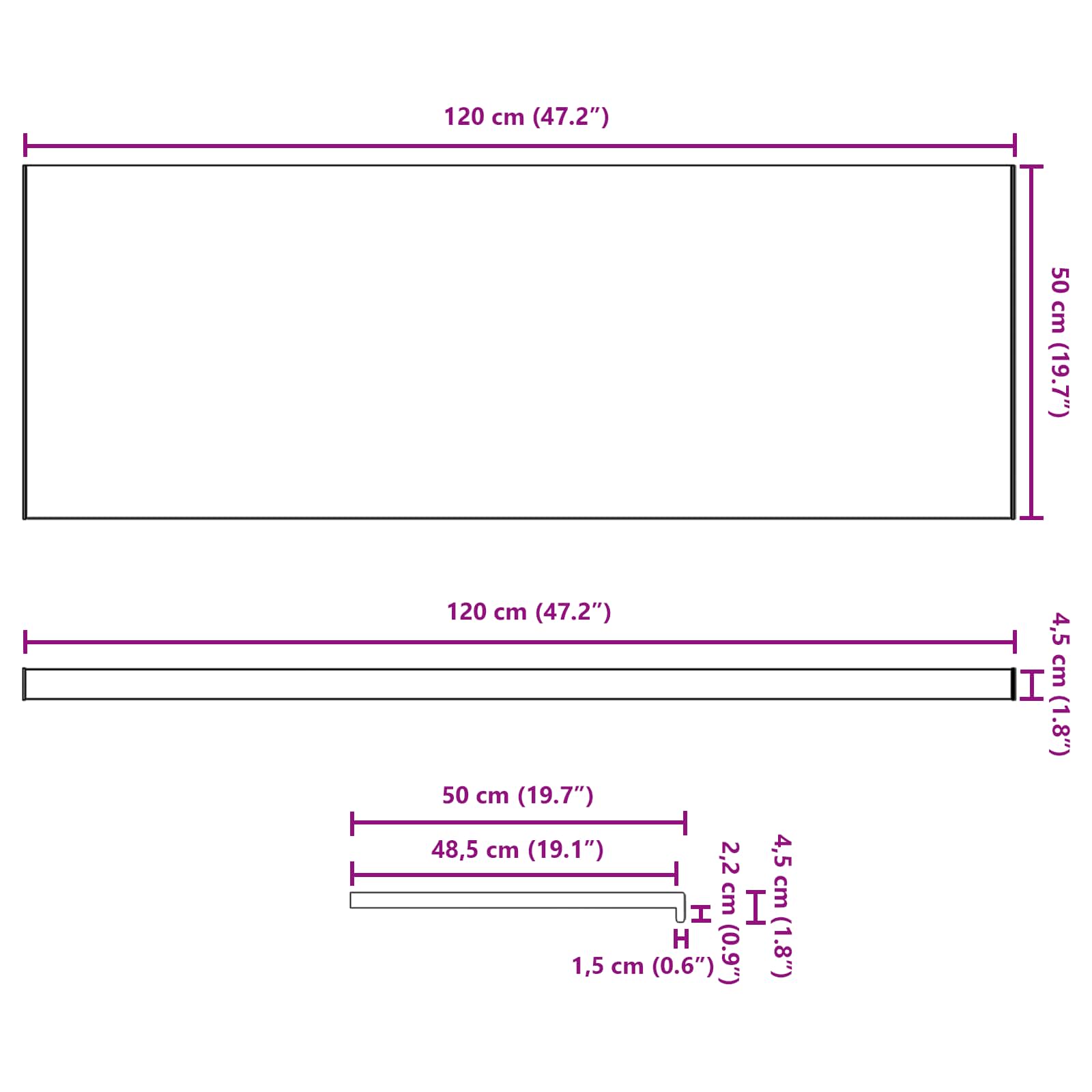 Prozorska klupčica Bijela 120 x 50 x 4,5 cm PVC