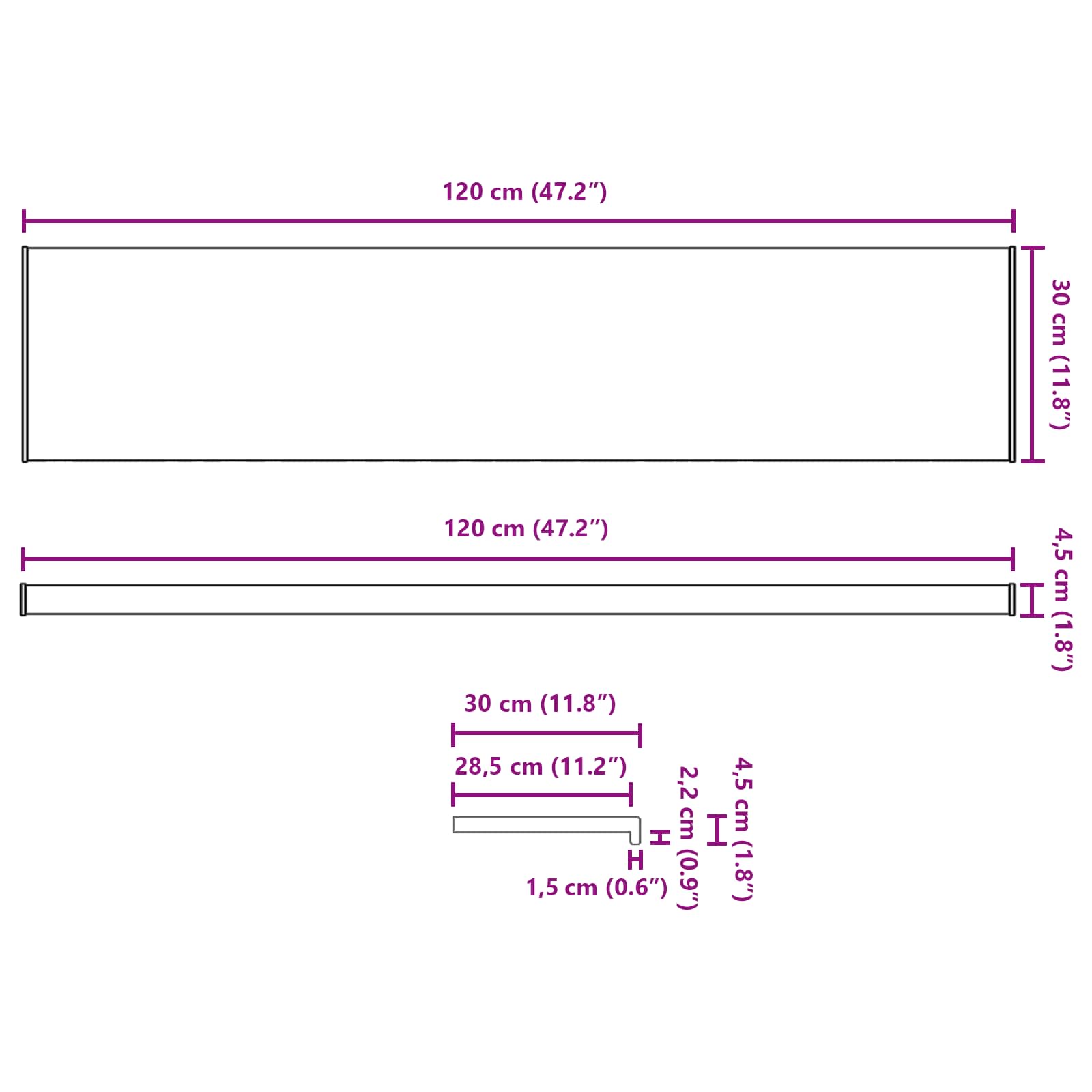 Prozorska klupčica Crno s drvenim uzorkom 120 x 30 x 4,5 cm PVC