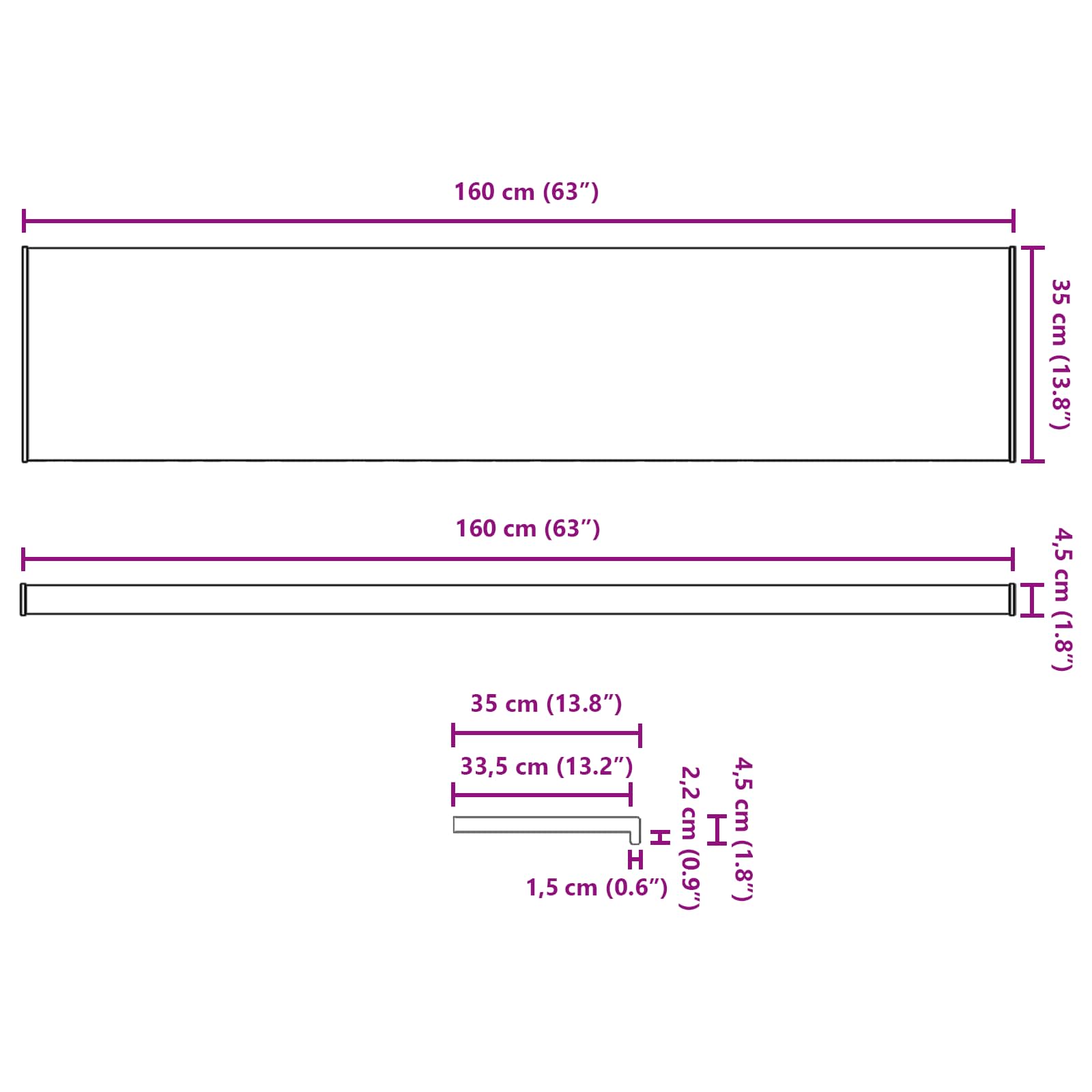Prozorska klupčica Crno s drvenim uzorkom 160 x 35 x 4,5 cm PVC
