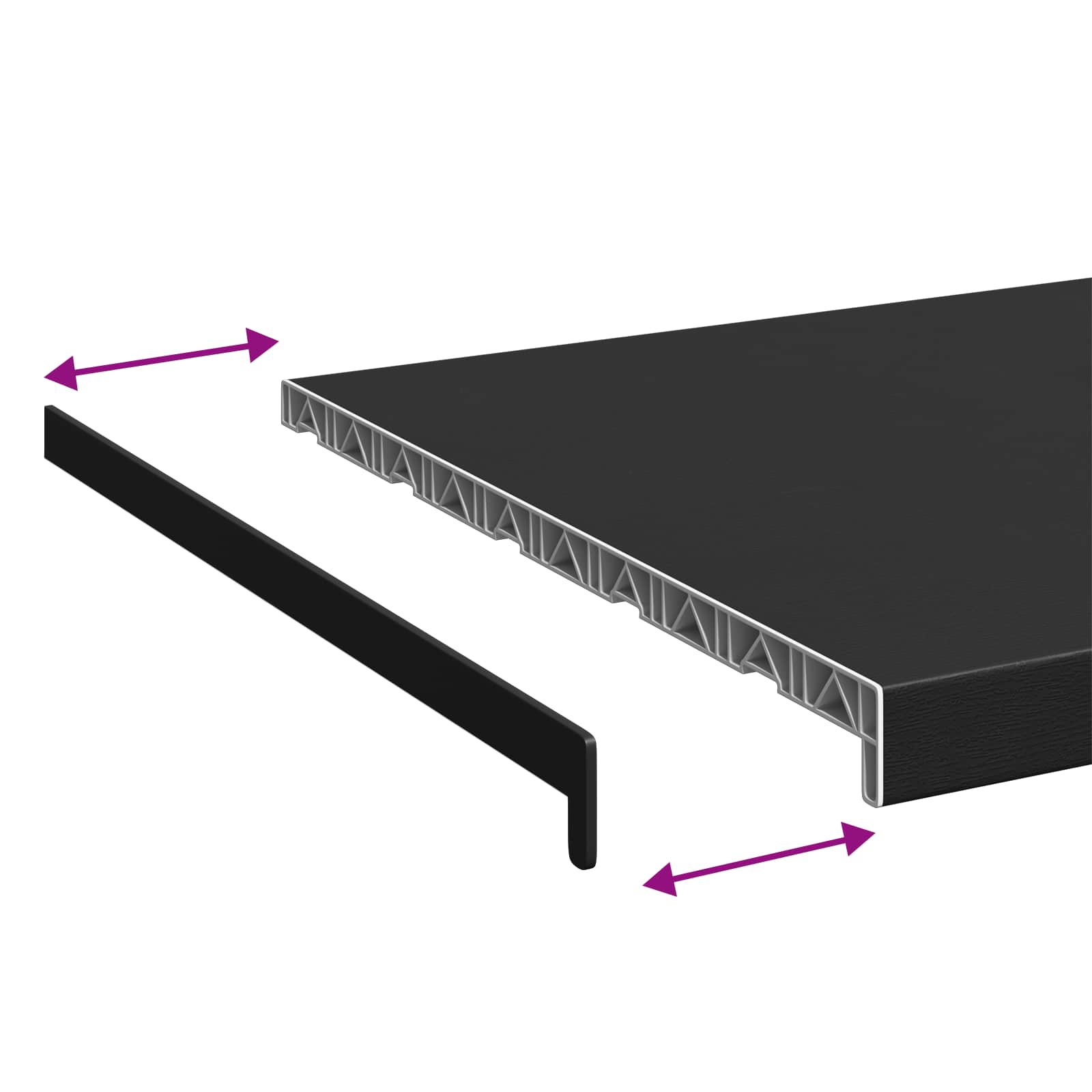Prozorska klupčica Crno s drvenim uzorkom 100 x 50 x 4,5 cm PVC