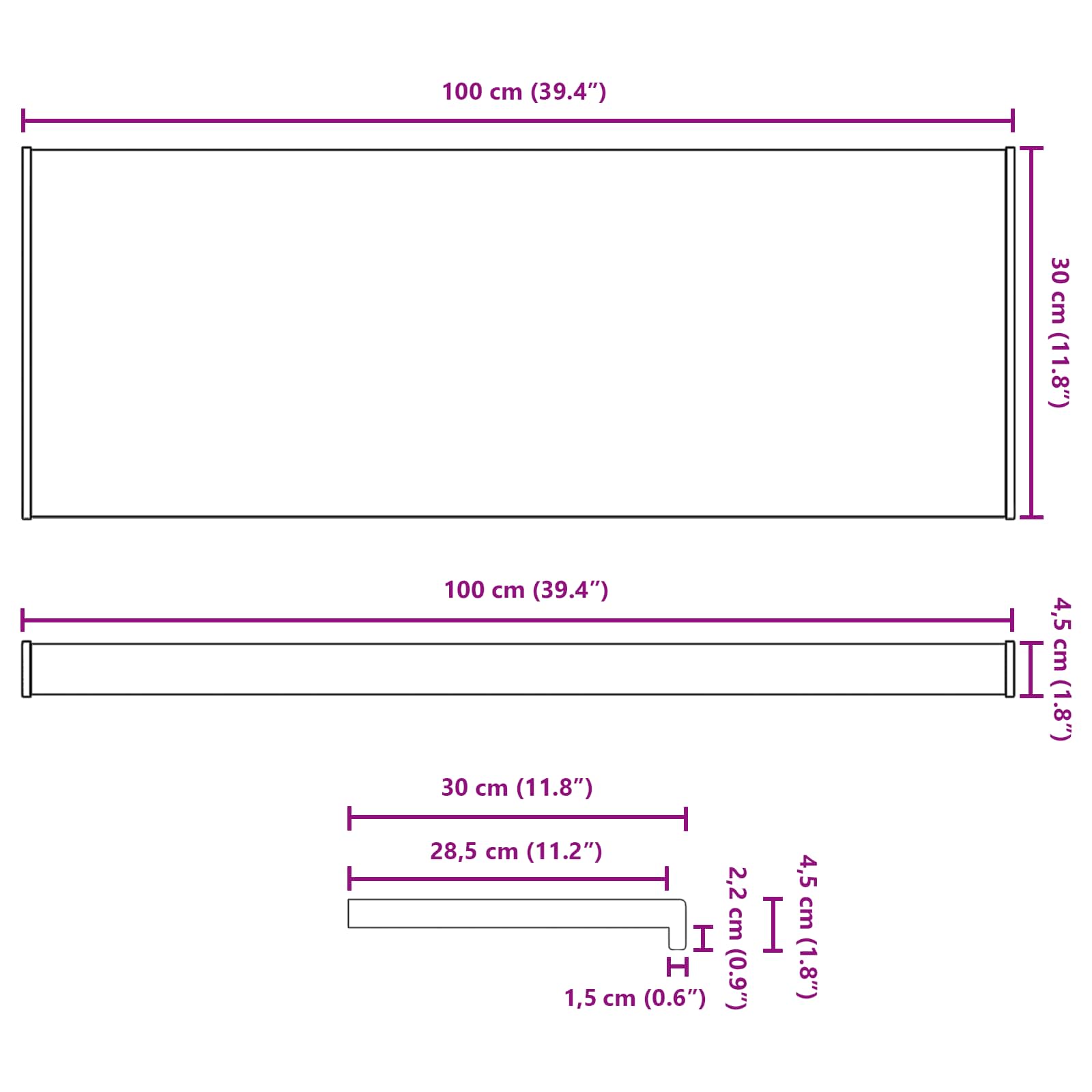 Prozorska klupčica Smeđe drvo 100 x 30 x 4,5 cm PVC