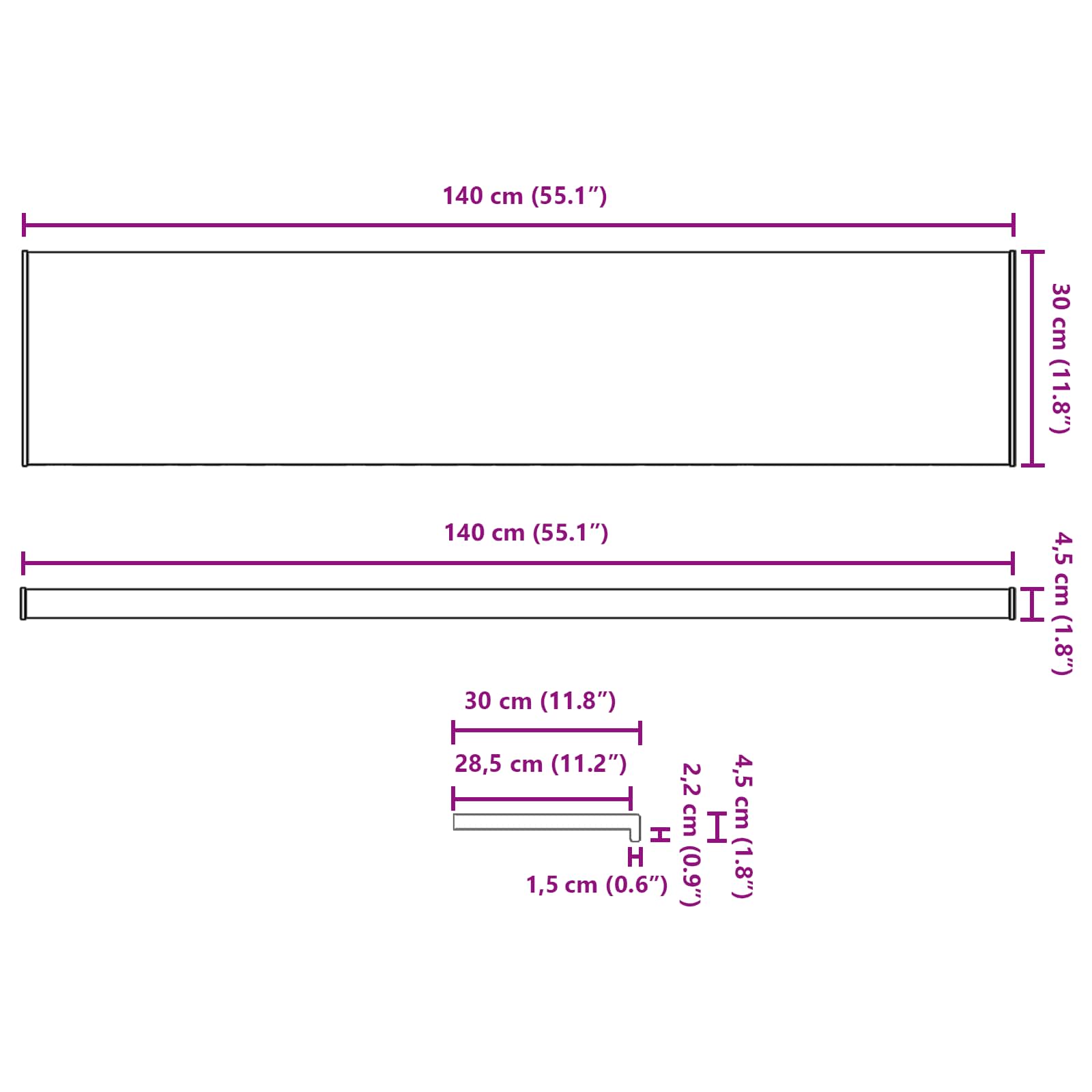 Prozorska klupčica Smeđe drvo 140 x 30 x 4,5 cm PVC