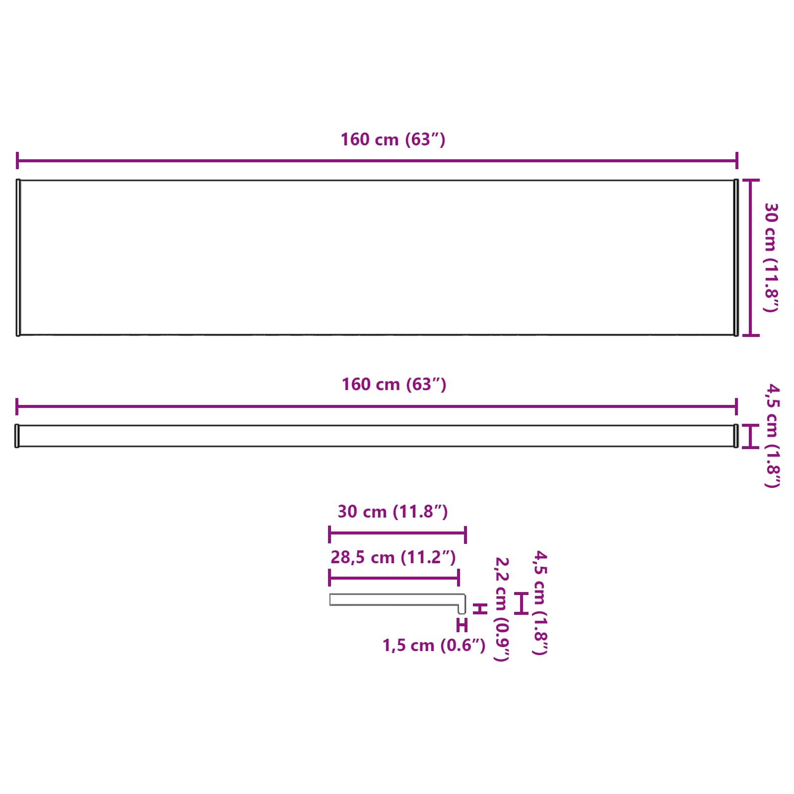 Prozorska klupčica Smeđe drvo 160 x 30 x 4,5 cm PVC