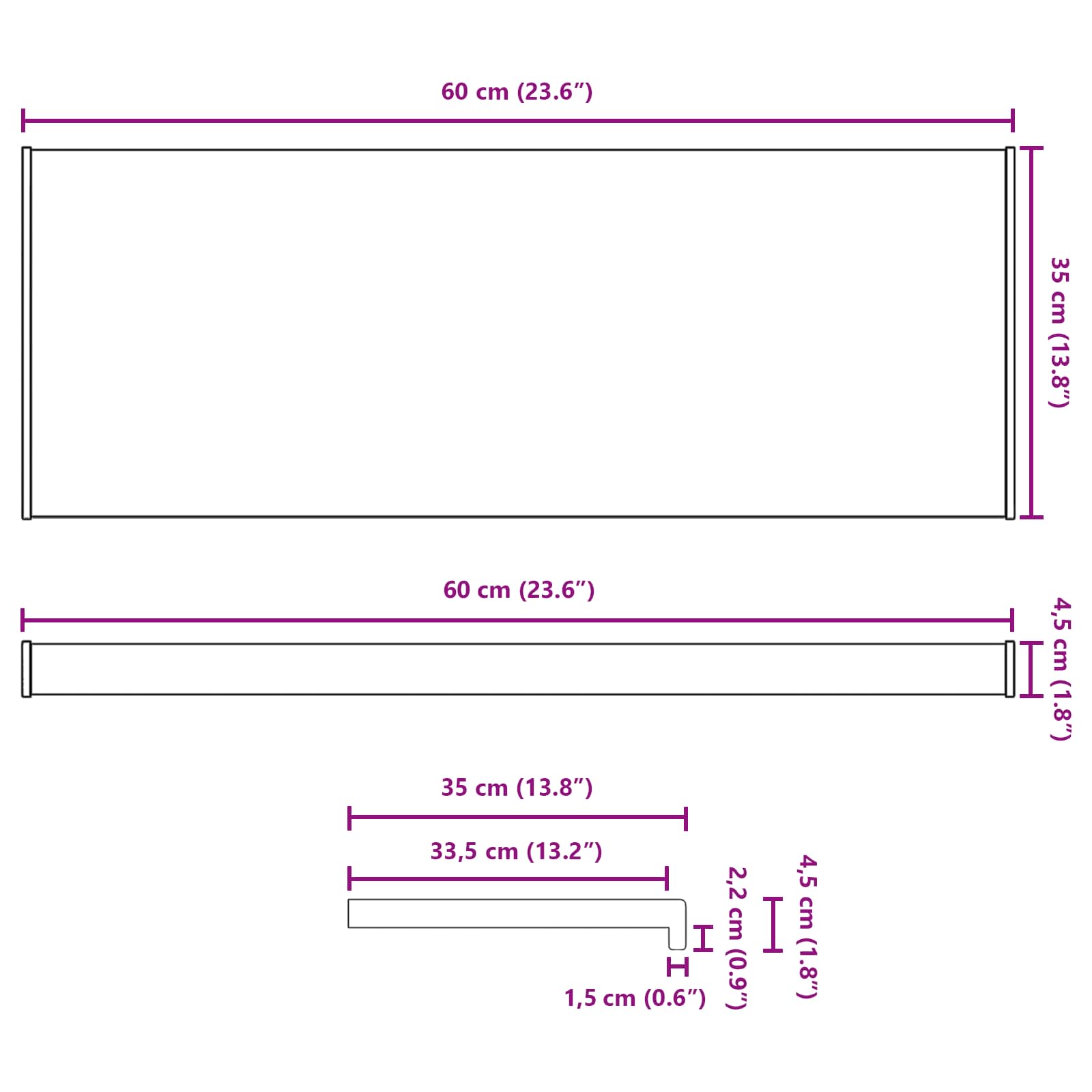Prozorska klupčica Smeđe drvo 60 x 35 x 4,5 cm PVC