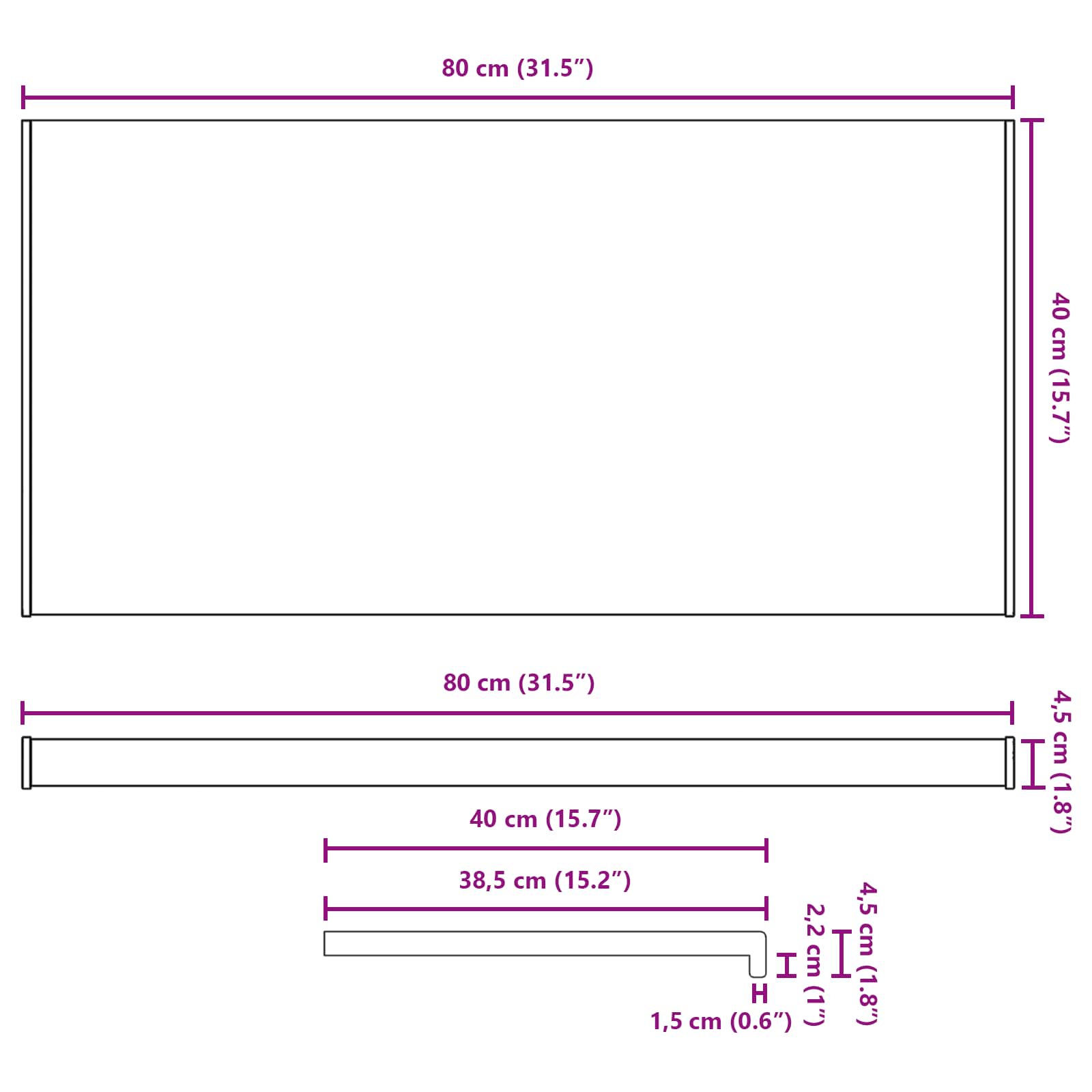 Prozorska klupčica Smeđe drvo 80 x 40 x 4,5 cm PVC