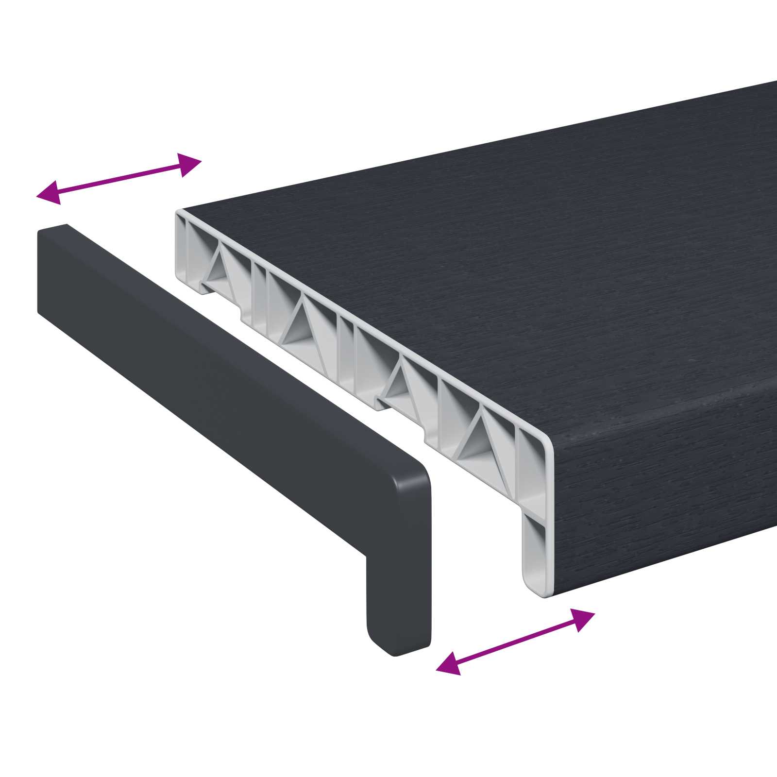 Prozorska klupčica Antracit s drvenim uzorkom 120 x 20 x 4,5 cm