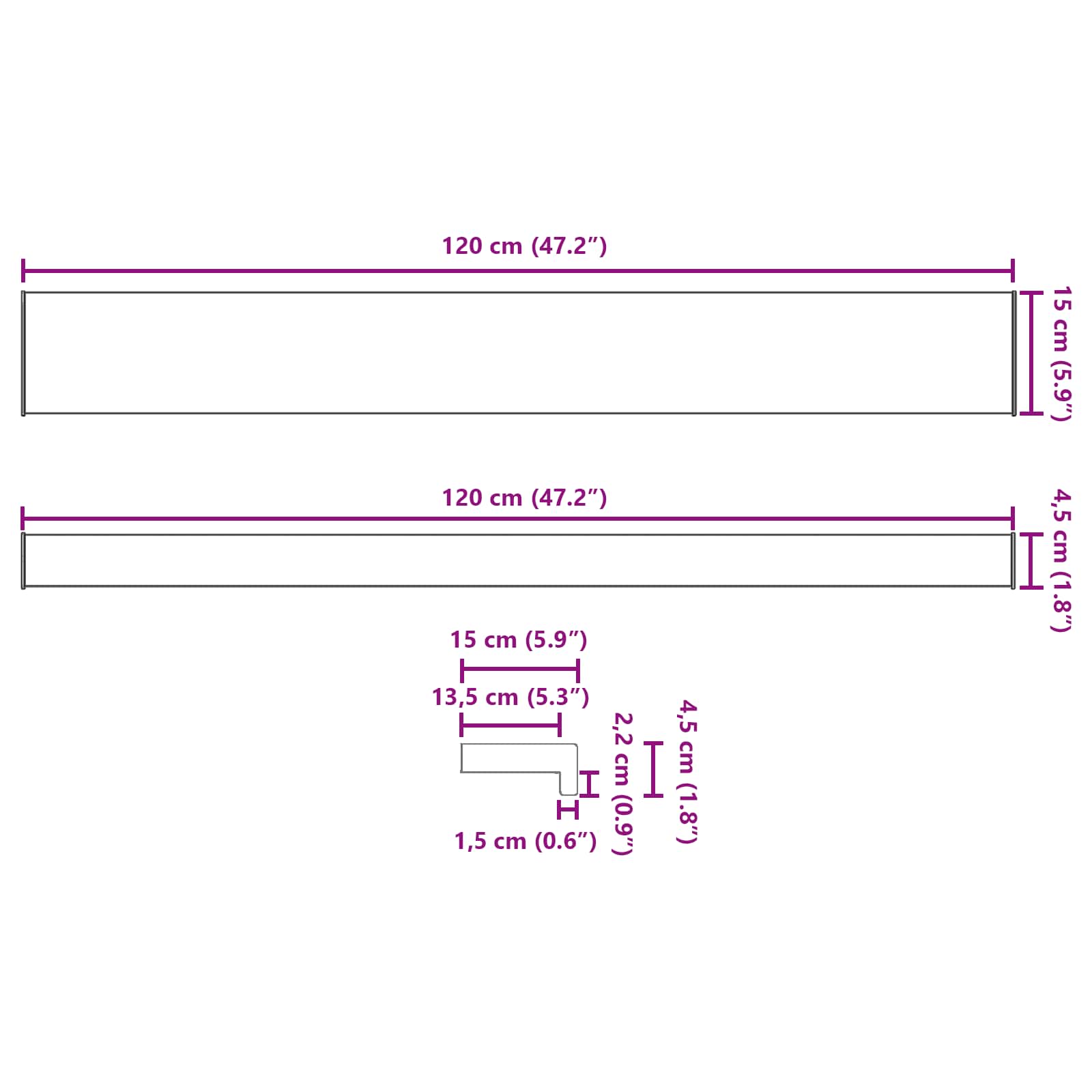 Prozorska klupčica Mramorna tekstura 120 x 15 x 4,5 cm PVC