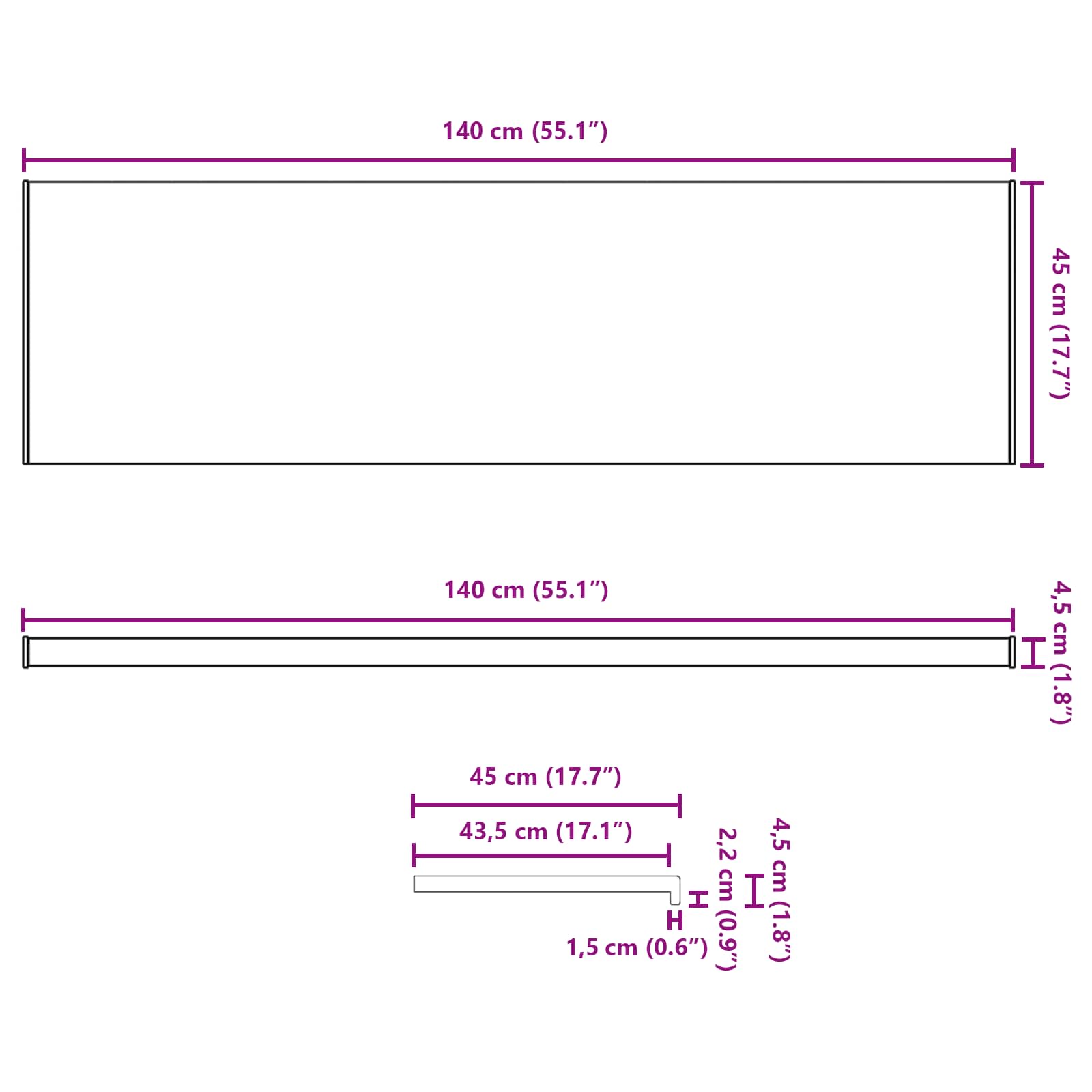 Prozorska klupčica Mramorna tekstura 140 x 45 x 4,5 cm PVC