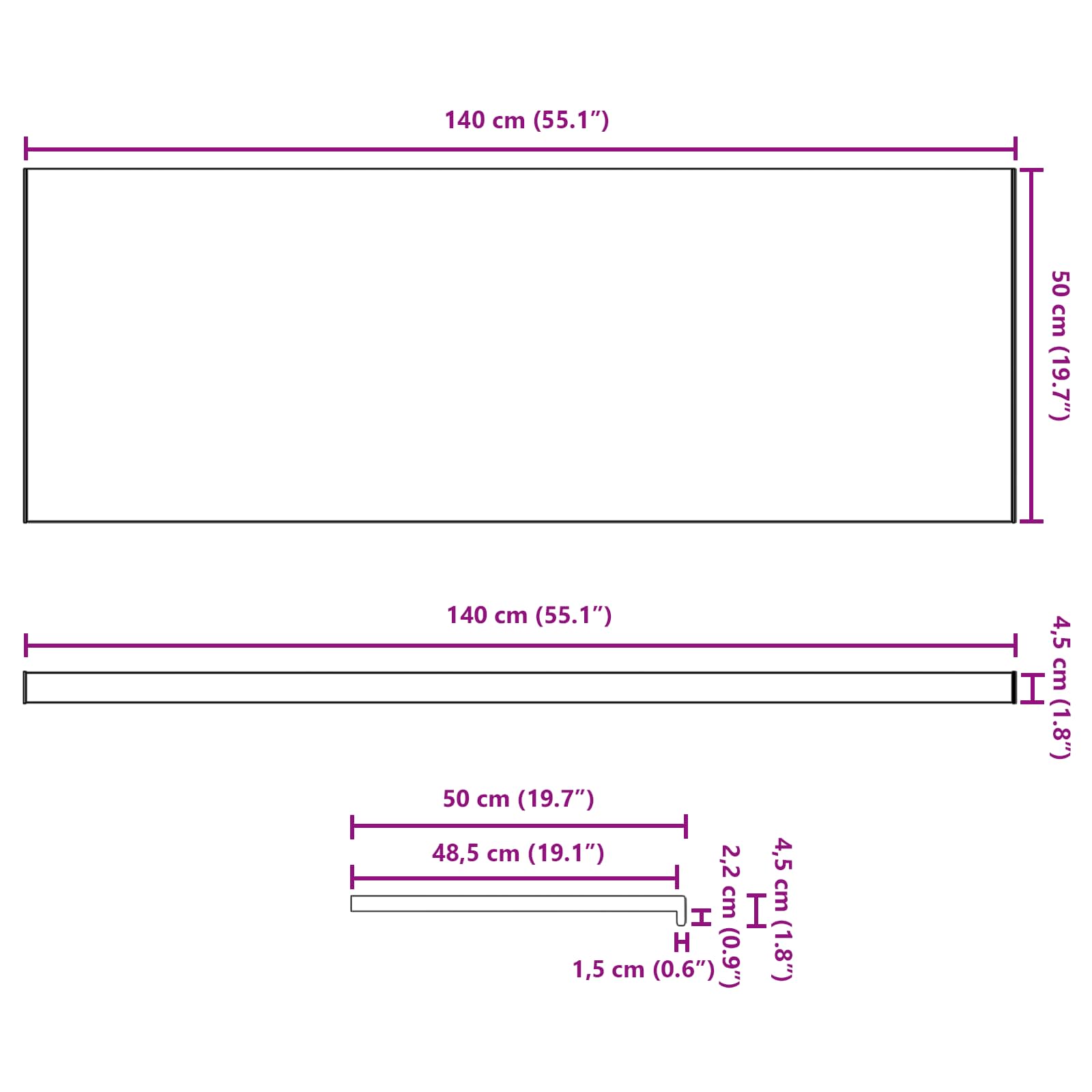 Prozorska klupčica Mramorna tekstura 140 x 50 x 4,5 cm PVC