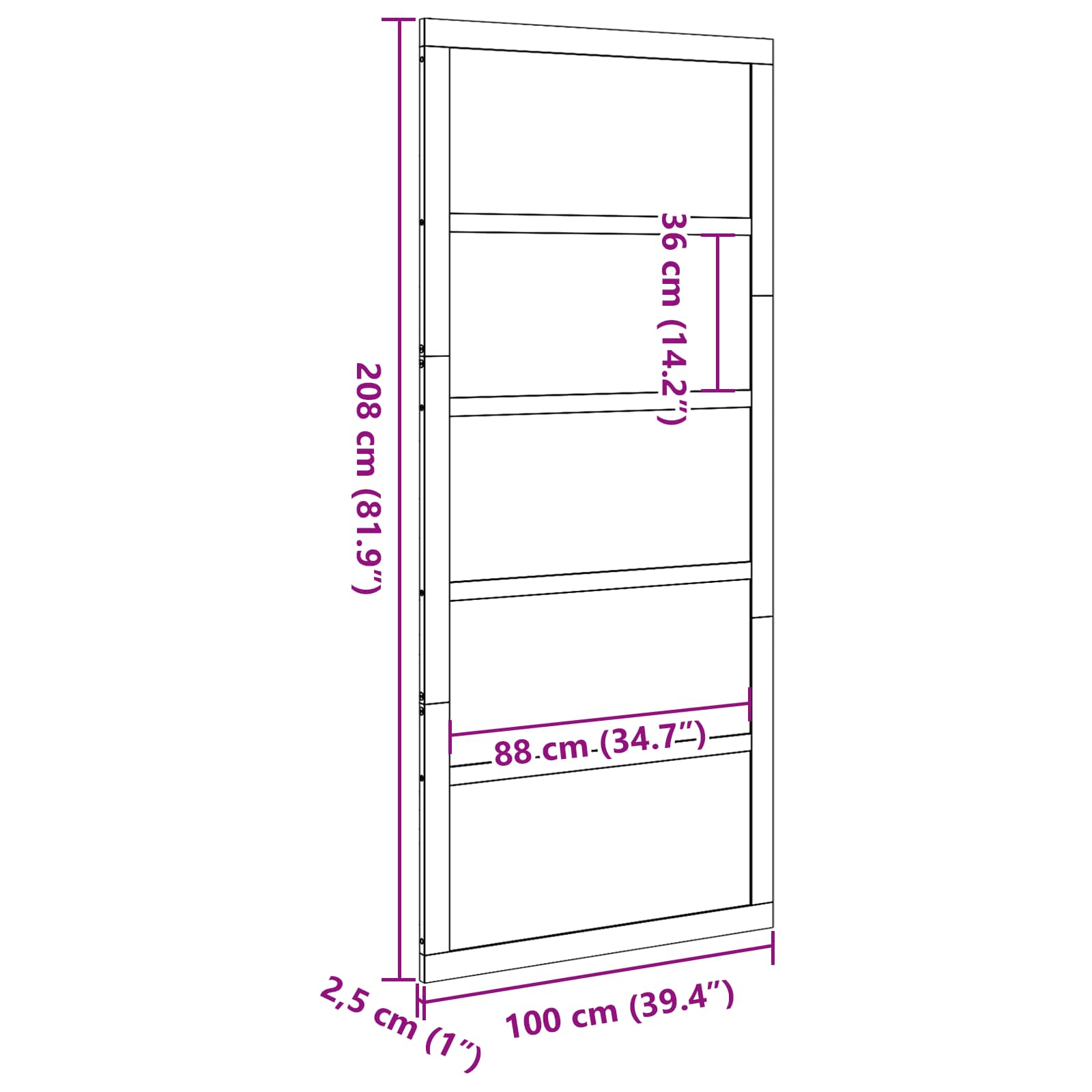 Vrata staje Voštanosmeđa 100 x 2,5 x 208 cm Masivna borovina