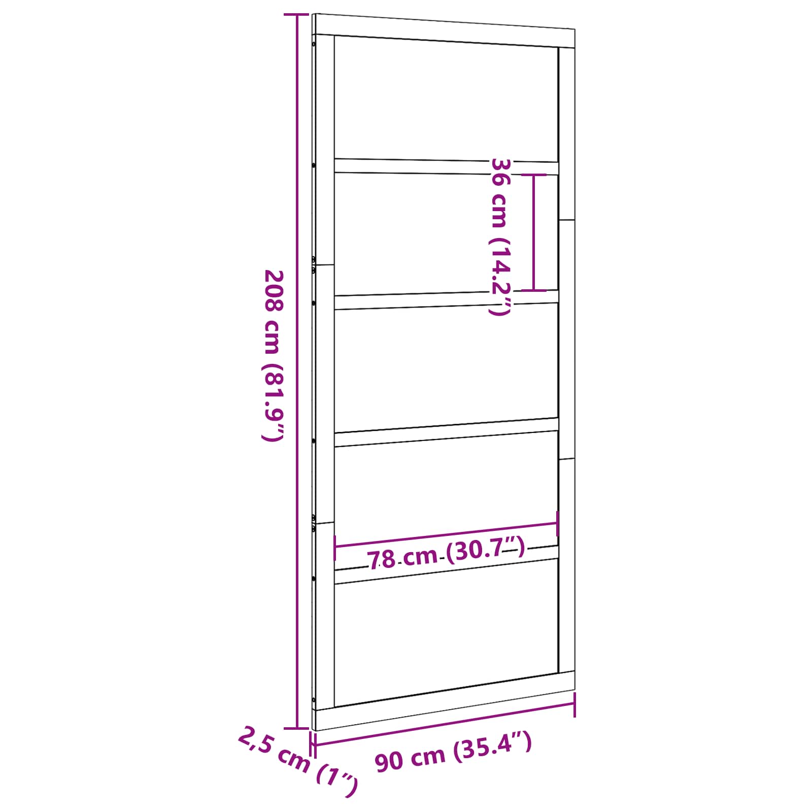 Vrata staje Bijela 90 x 2,5 x 208 cm Masivna borovina