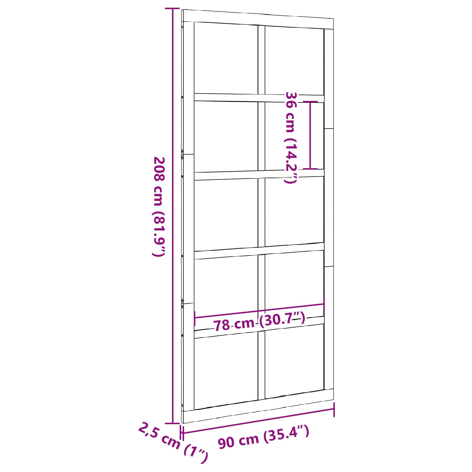 Vrata staje Voštanosmeđa 90 x 2,5 x 208 cm Masivna borovina
