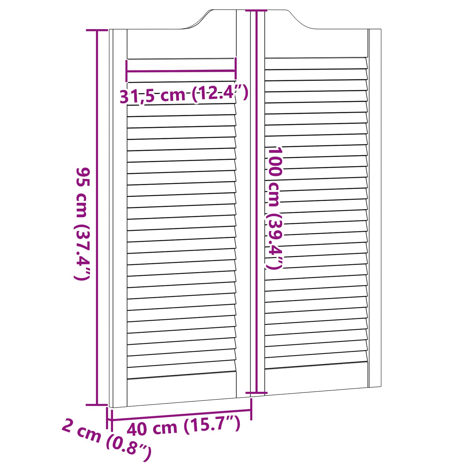 Vrata na rasklapanje Prirodna 100 x 40 cm Masivna borovina