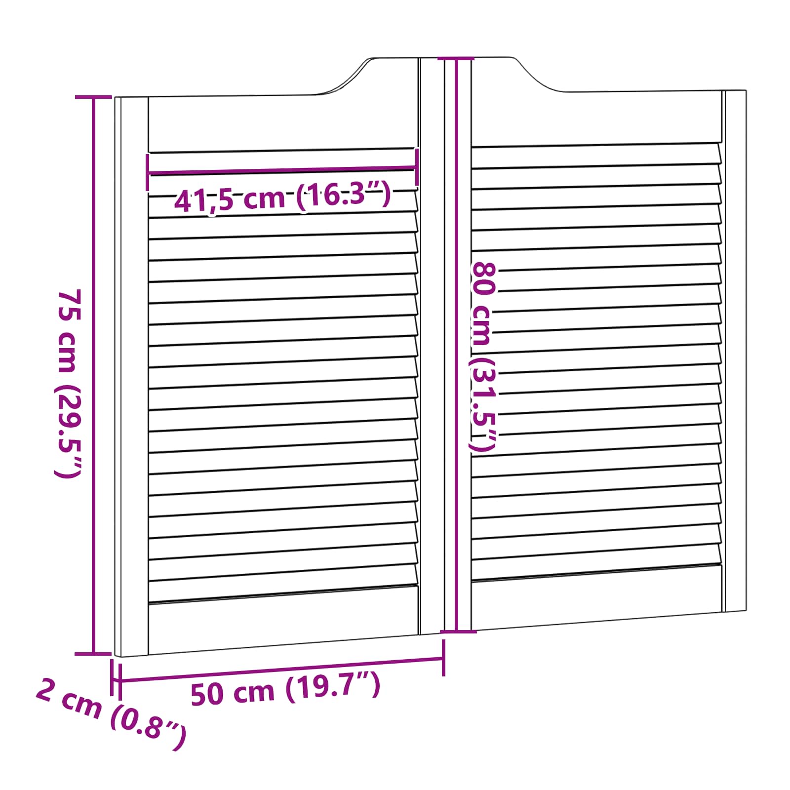 Vrata na rasklapanje Prirodna 80 x 50 cm Masivna borovina