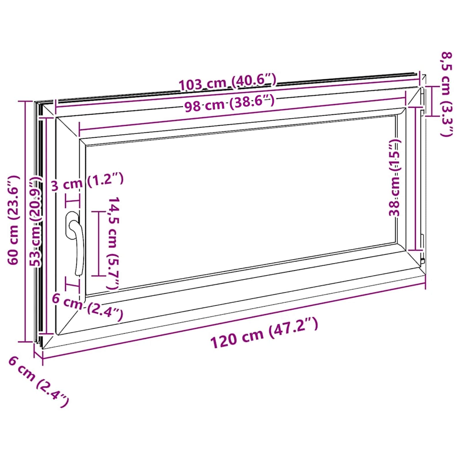 Prozor za podrum RISOR 120 x 60 cm PVC i staklo Bijela