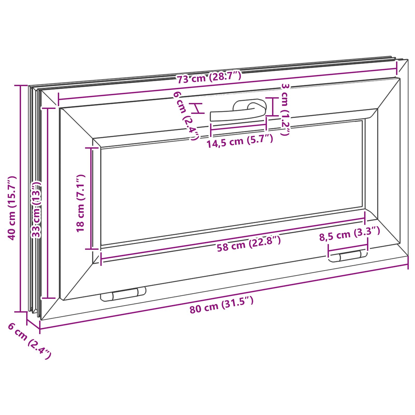 Prozor za podrum RISOR 80 x 40 cm PVC i staklo Bijela