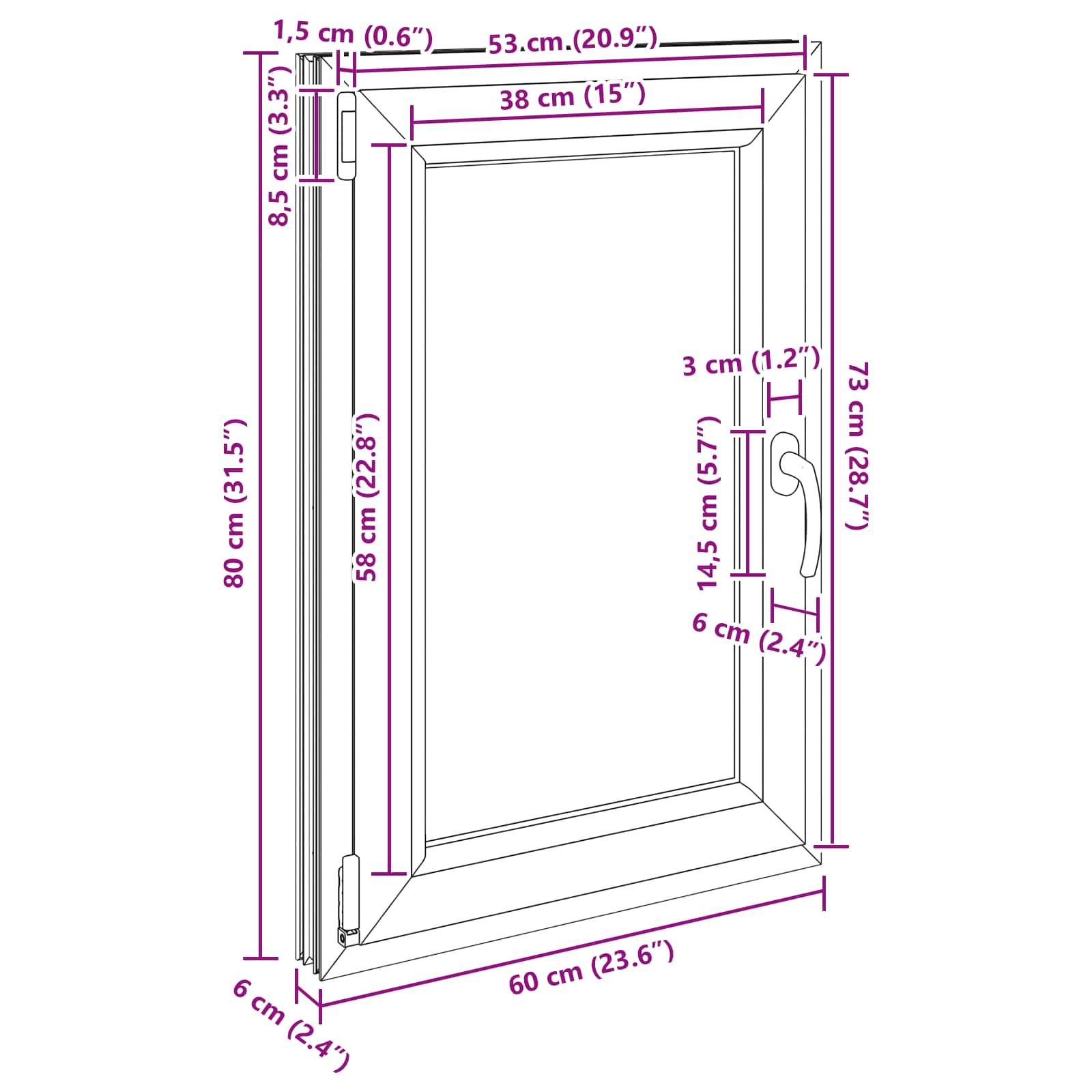 Prozor za podrum RISOR 60 x 80 cm PVC i staklo Bijela